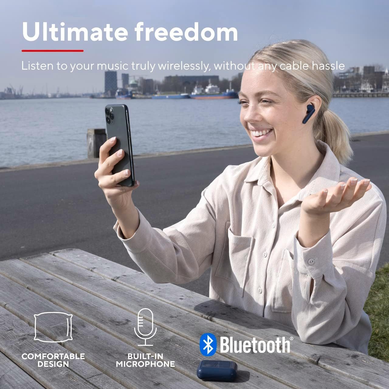 Trust Primo Touch Bluetooth Kopfhörer In-Ear Kabellose Ohrhörer wireless In-Ear-Kopfhörer (Bluetooth, Earbuds mit Ladecase)
