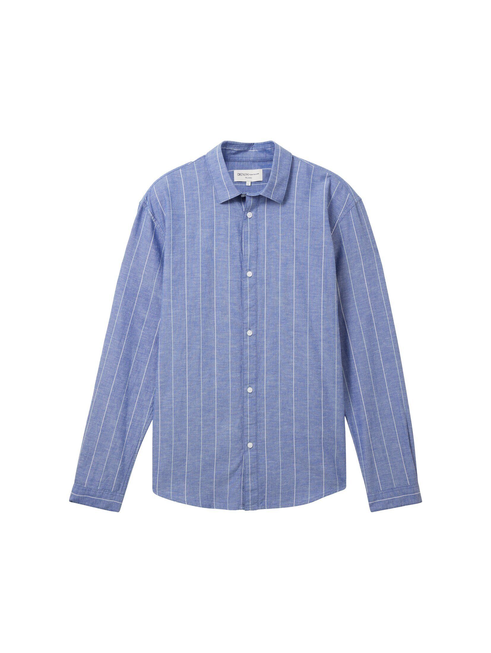 Hemd Oxford stripe big TOM TAILOR royal Denim blue Langarmhemd