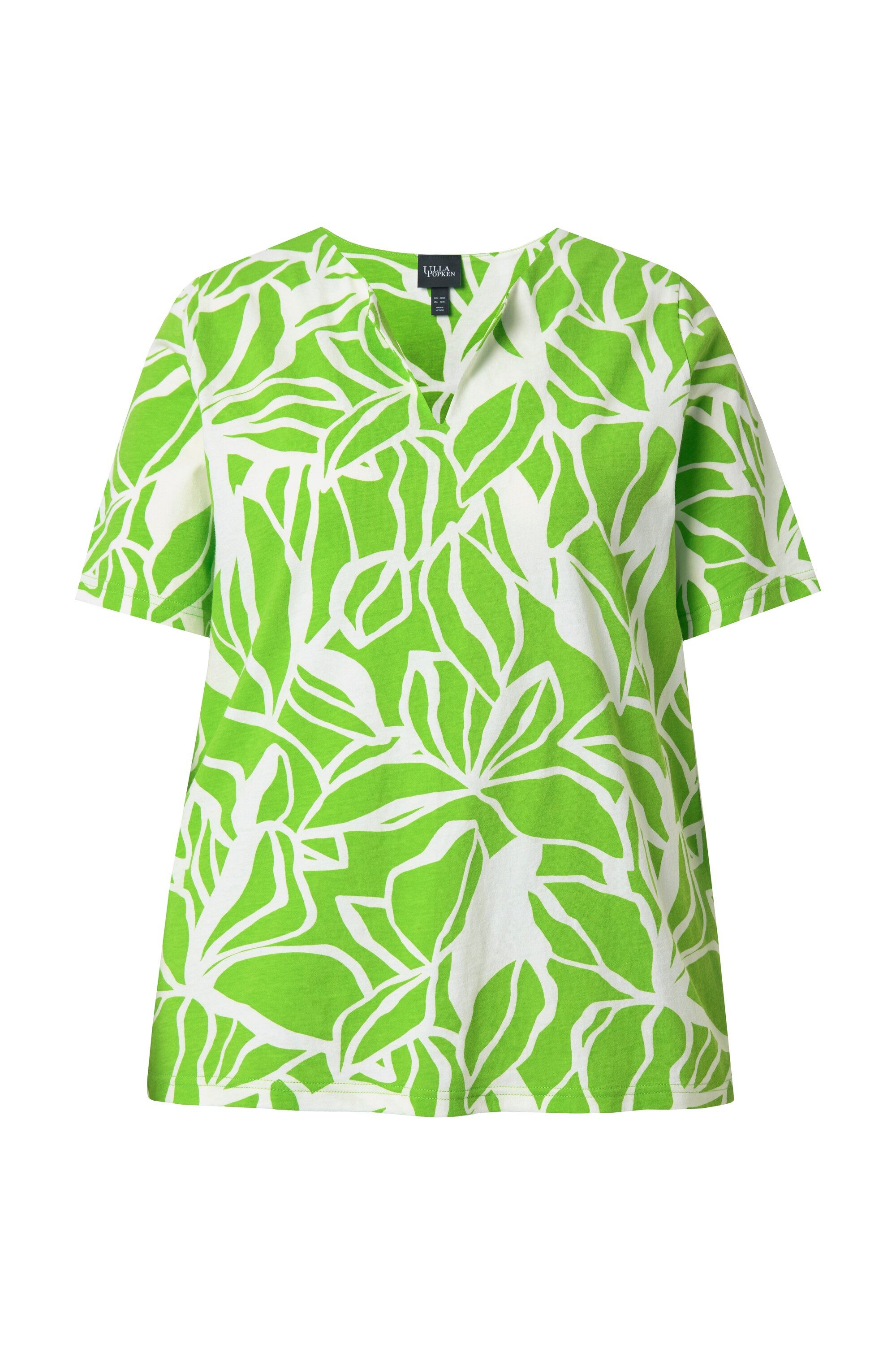 T-Shirt T-Shirt Blätter V-Ausschnitt Halbarm