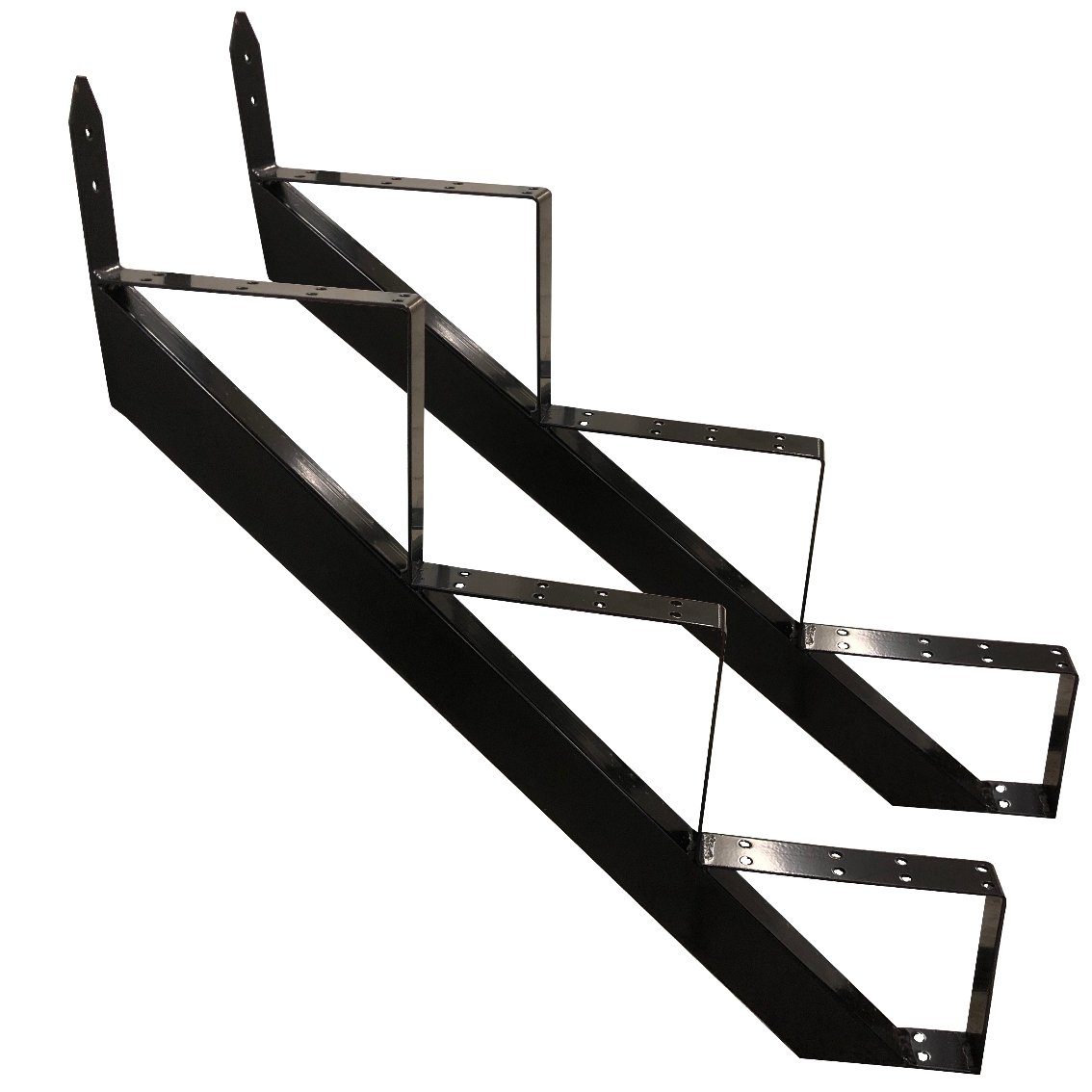 SRM Design Außentreppe Treppenrahmen 3 stufig Stahl-Treppe Schwarz Geschosshöhe 53cm