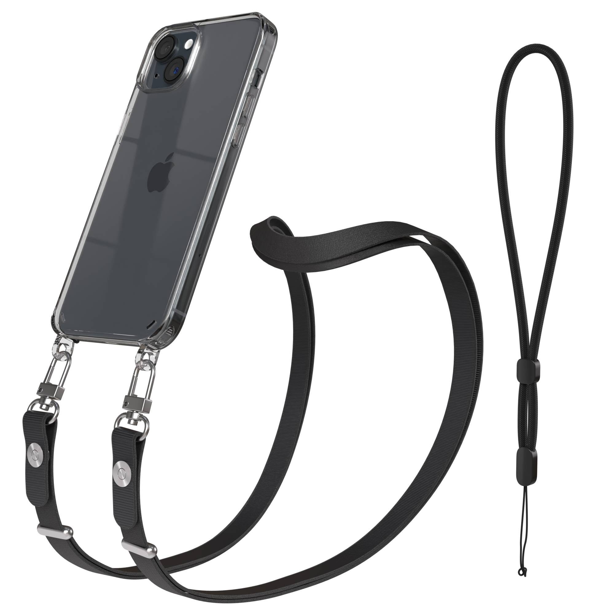 EAZY CASE Handykette für Apple iPhone 15 Plus Handyhülle mit Handyband magnetisch, Handykette in Schwarz mit Magnetband und Länge bis 1,90 m
