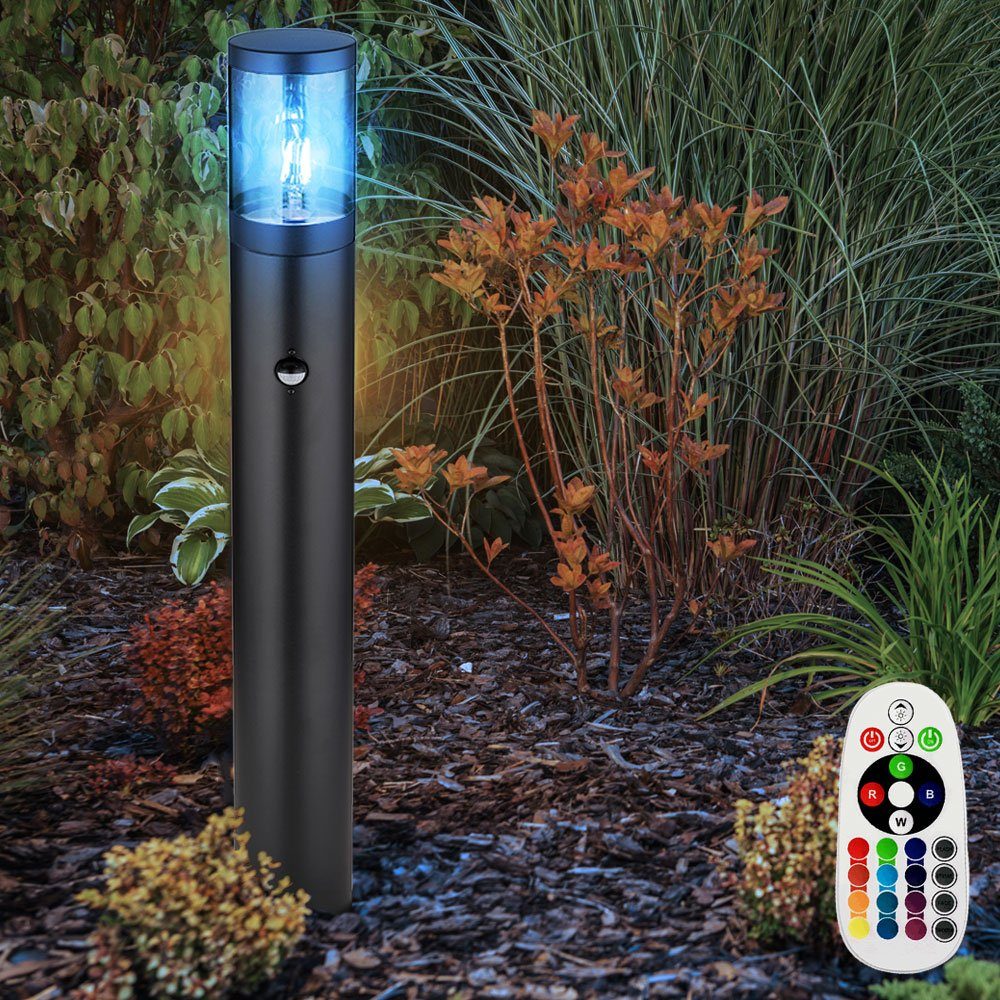 Globo LED Außen-Stehlampe, Leuchtmittel inklusive, Warmweiß, Bewegungsmelder Außenleuchte Wegeleuchte mit LED Fernbedienung RGB