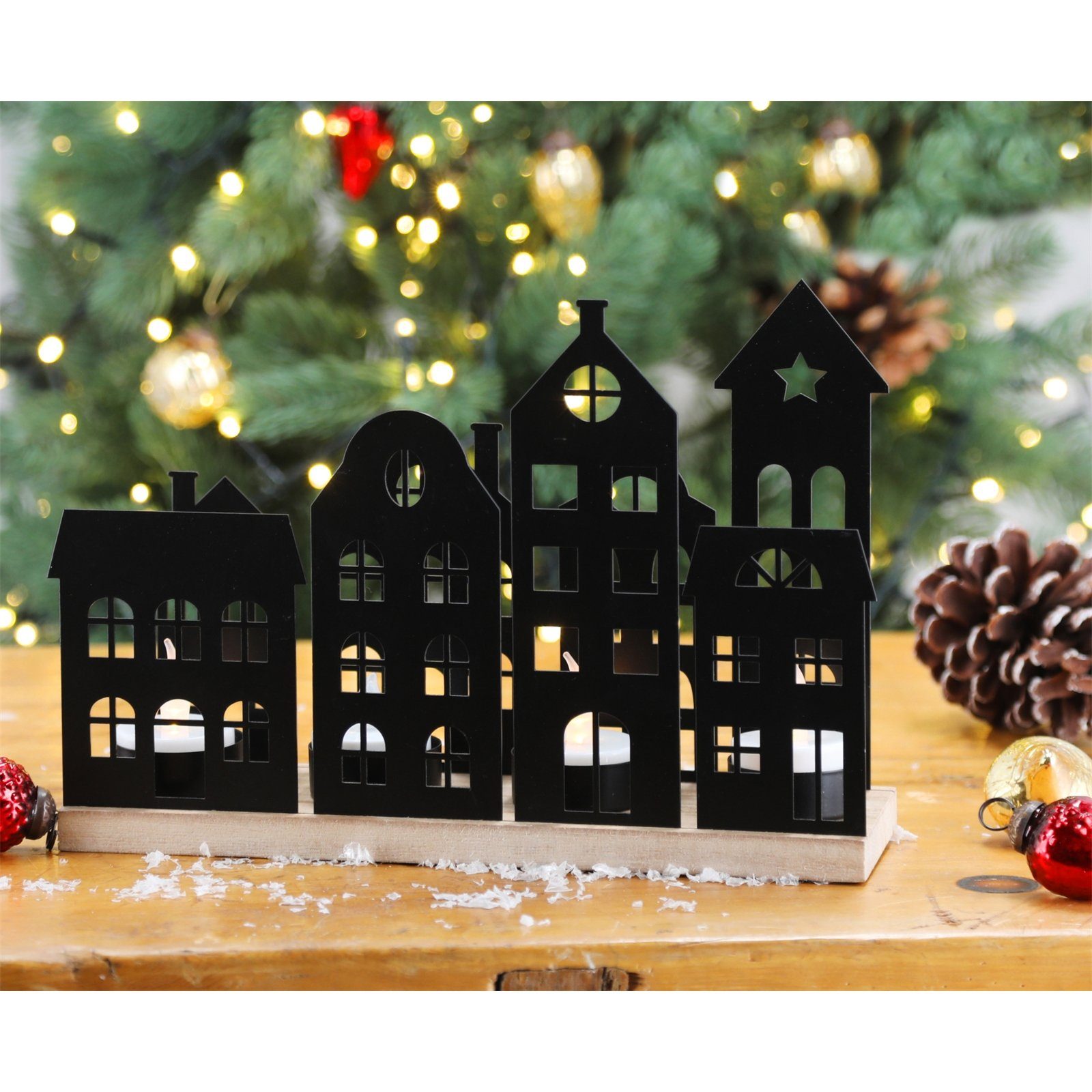 HTI-Living Weihnachtsdorf Kerzenhalter Schwarz Adventsdorf, Weihnachtsdorf günstig online kaufen