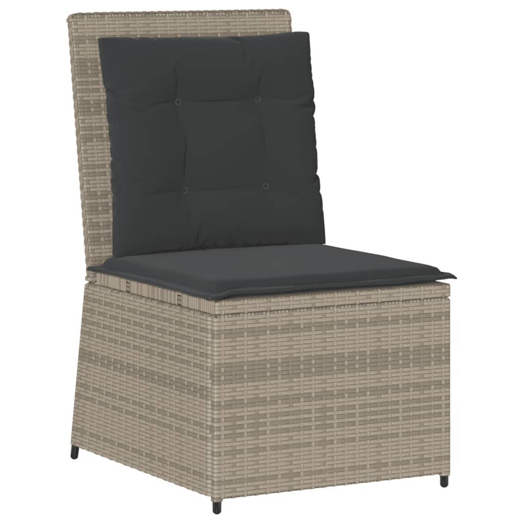 vidaXL Loungesofa Gartensessel mit Liegefunktion und Kissen Hellgrau Poly Rattan, 1 Teile