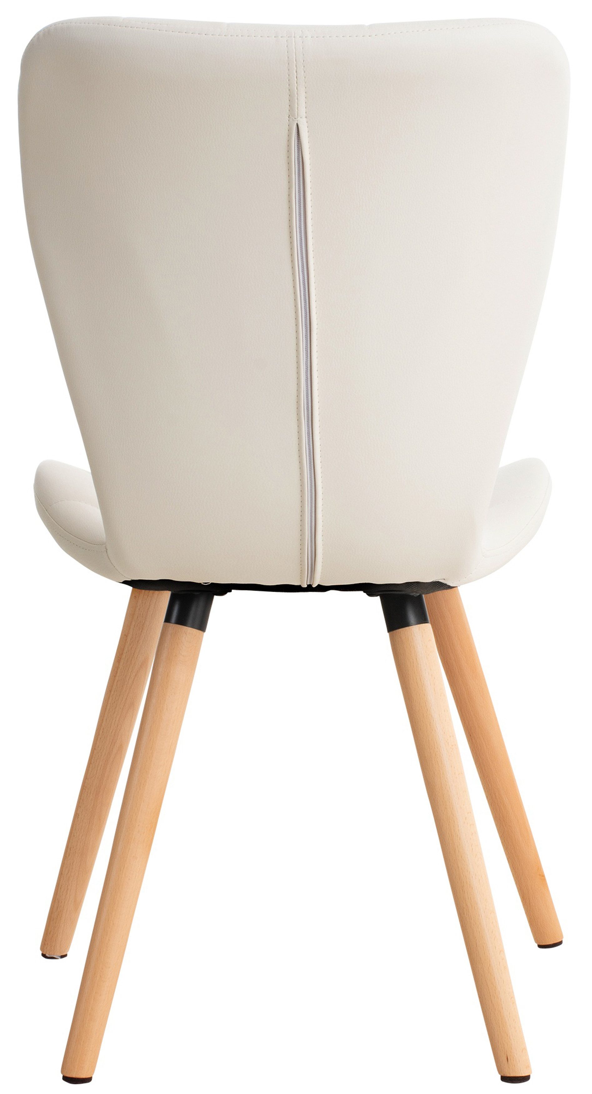 TPFLiving Esszimmerstuhl hochwertiger Besucherstuhl in modernem Design (Küchenstuhl - Esstischstuhl - Wohnzimmerstuhl - Polsterstuhl, 1 St), Gestell: Holz natura - Sitzfläche: Kunstleder weiß