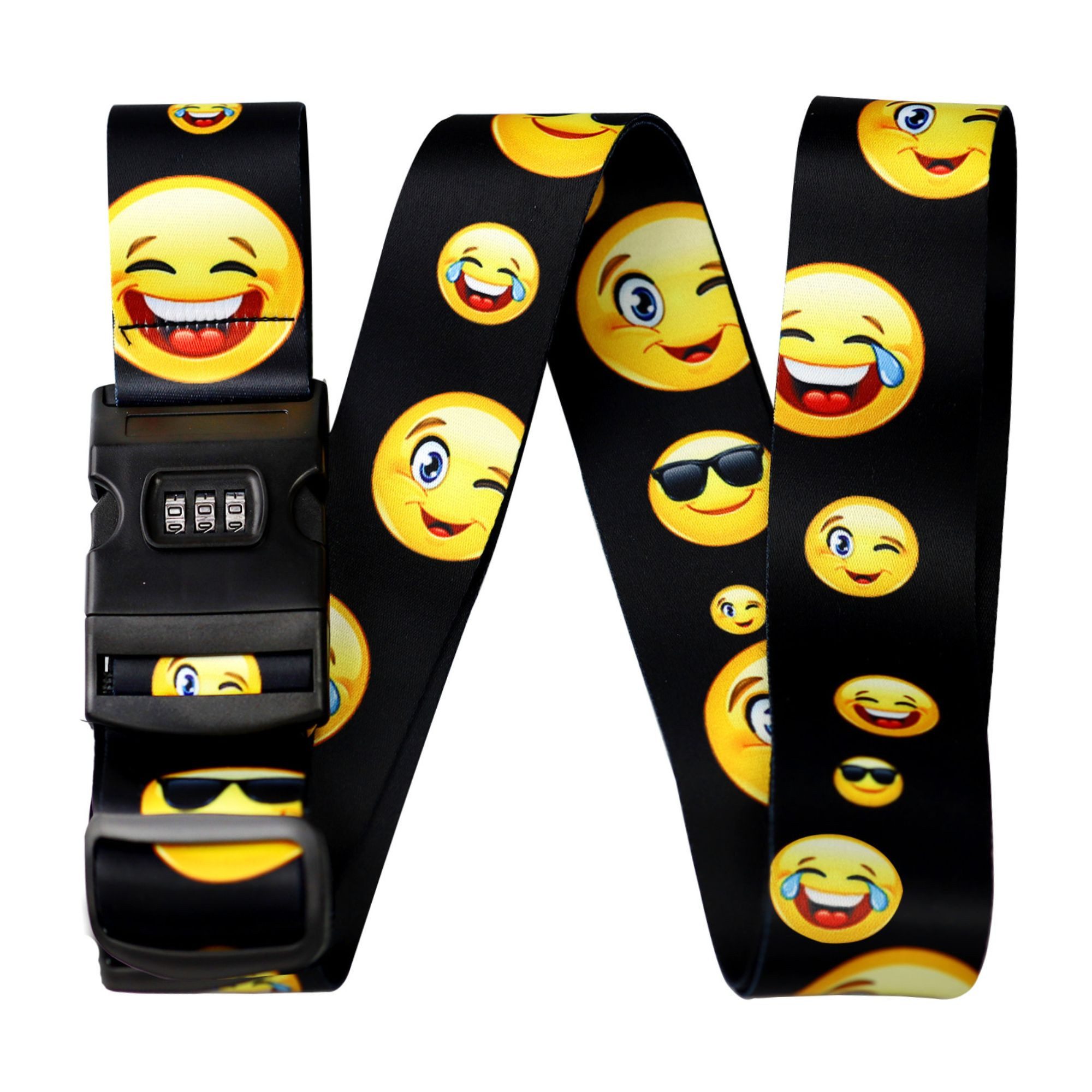BASI Koffergurt Gepäckgurt Smileys, (Spar-Set), Zahlenschloss 3-stellig, verstellbar, Länge 200cm, Breite 5cm, 1 Stück