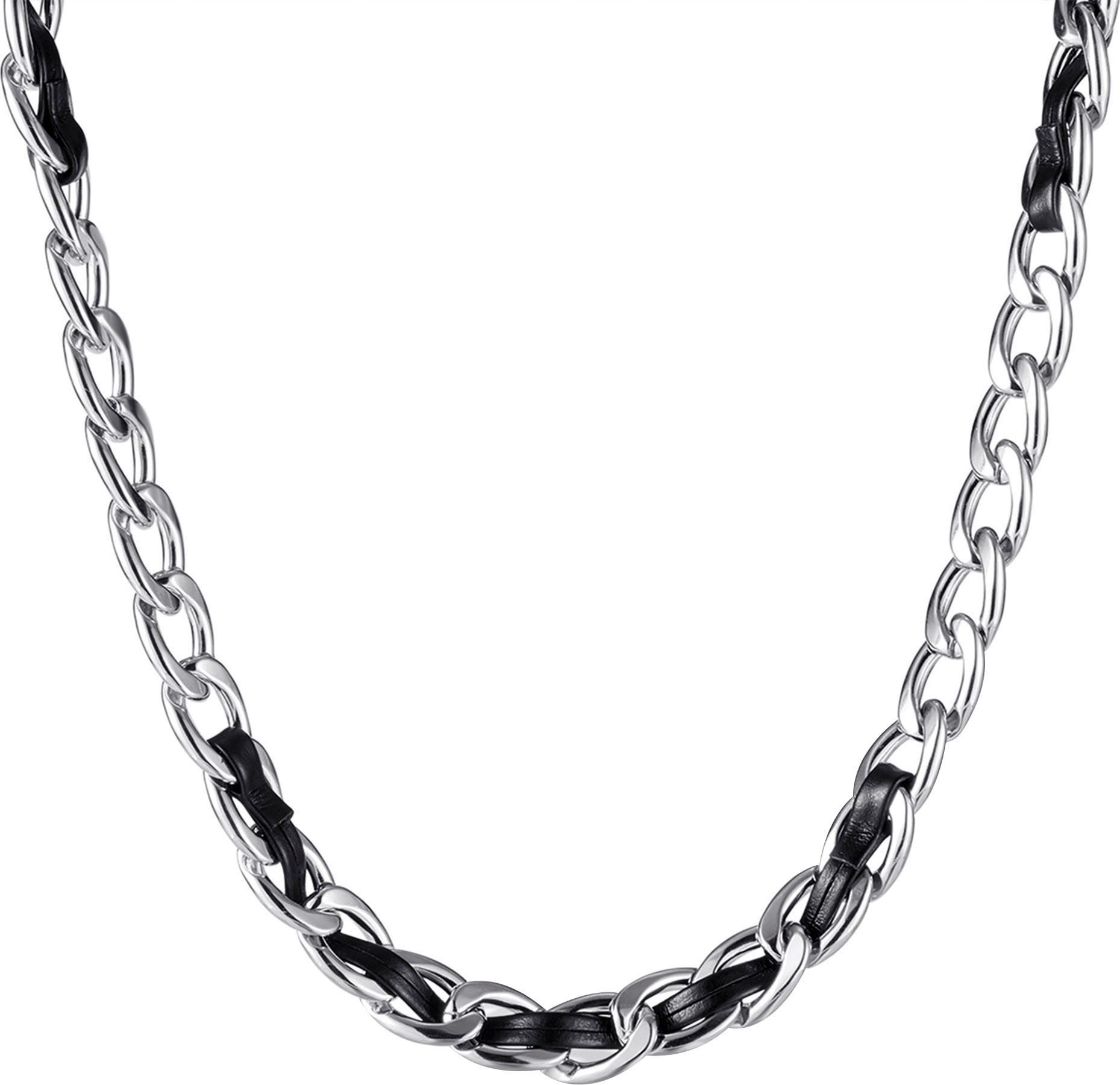 Edelstahlkette Schmuck Geschenk Edelstahl Leder Halsschmuck Halskette Panzerkette