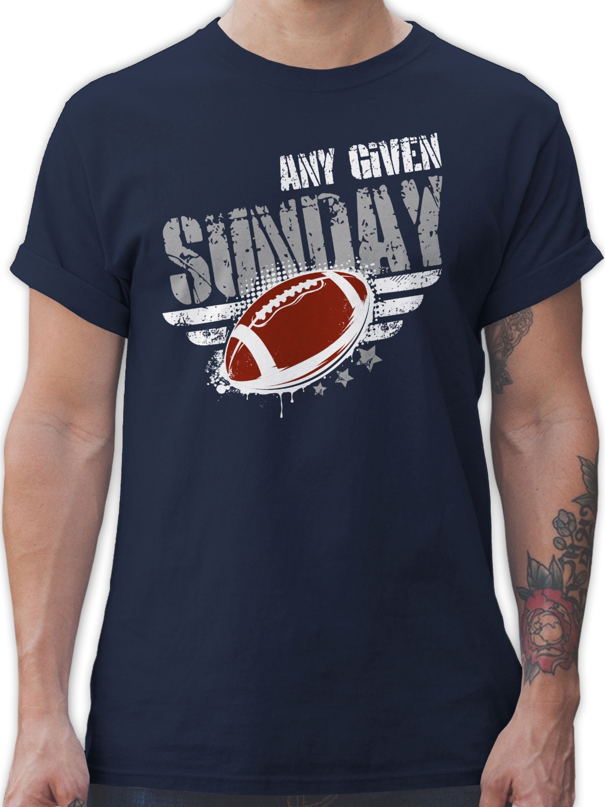 Shirtracer T-Shirt Any Given Sunday Football American Football NFL 2 Navy Blau