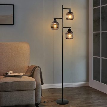 Nettlife Stehlampe Schwarz Stehleuchte 3 Flammig Vintage E27 Standlampe Standleuchte, mit Fußschalter, ohne Leuchtmittel, für Wohnzimmer Schlafzimmer Sofa Arbeitszimmer