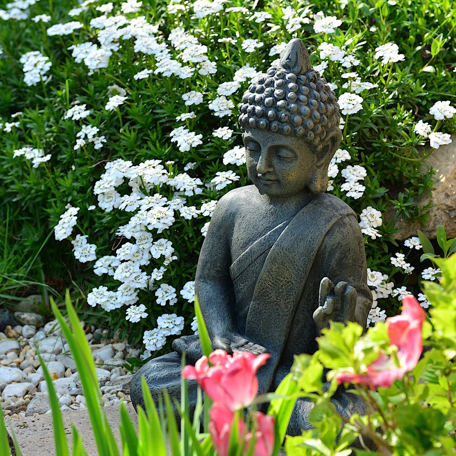 INtrenDU Gartenfigur Betender Garten Buddha 52cm, günstig online kaufen