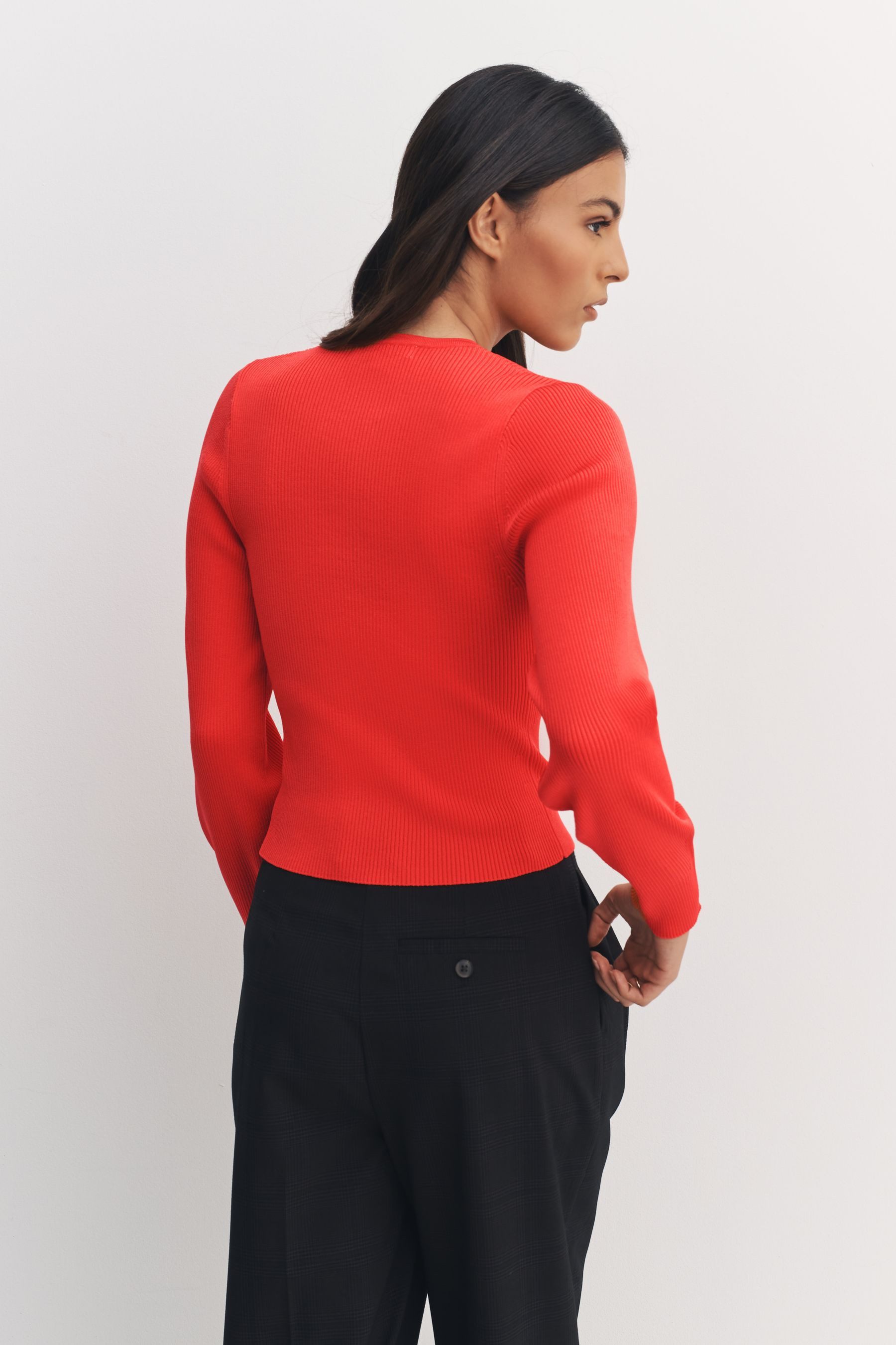 Next Strickjacke Gerippte Strickjacke mit Volumen-Ärmeln (1-tlg) günstig online kaufen