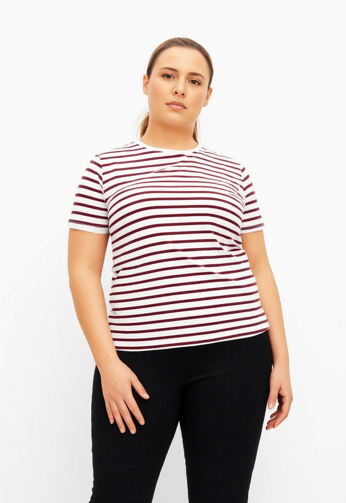 ONLY CARMAKOMA Kurzarmshirt CARNEW SOPH SS Y/D STRIPE JEANS TEE JRS günstig online kaufen