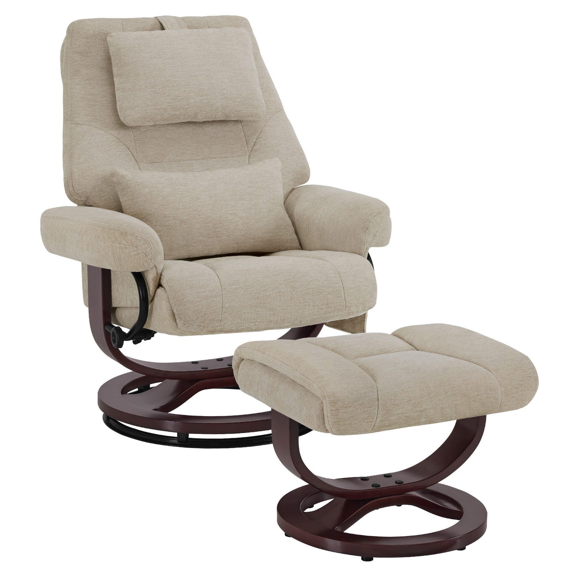 MCombo Relaxsessel M MCombo Relaxsessel mit Liegefunktion, Lesesessel mit Hocker, 9046 (Relaxsessel inkl. Hocker), 360° Drehbarer, mit Verstellbares Kopfkissen, Lendenkissen