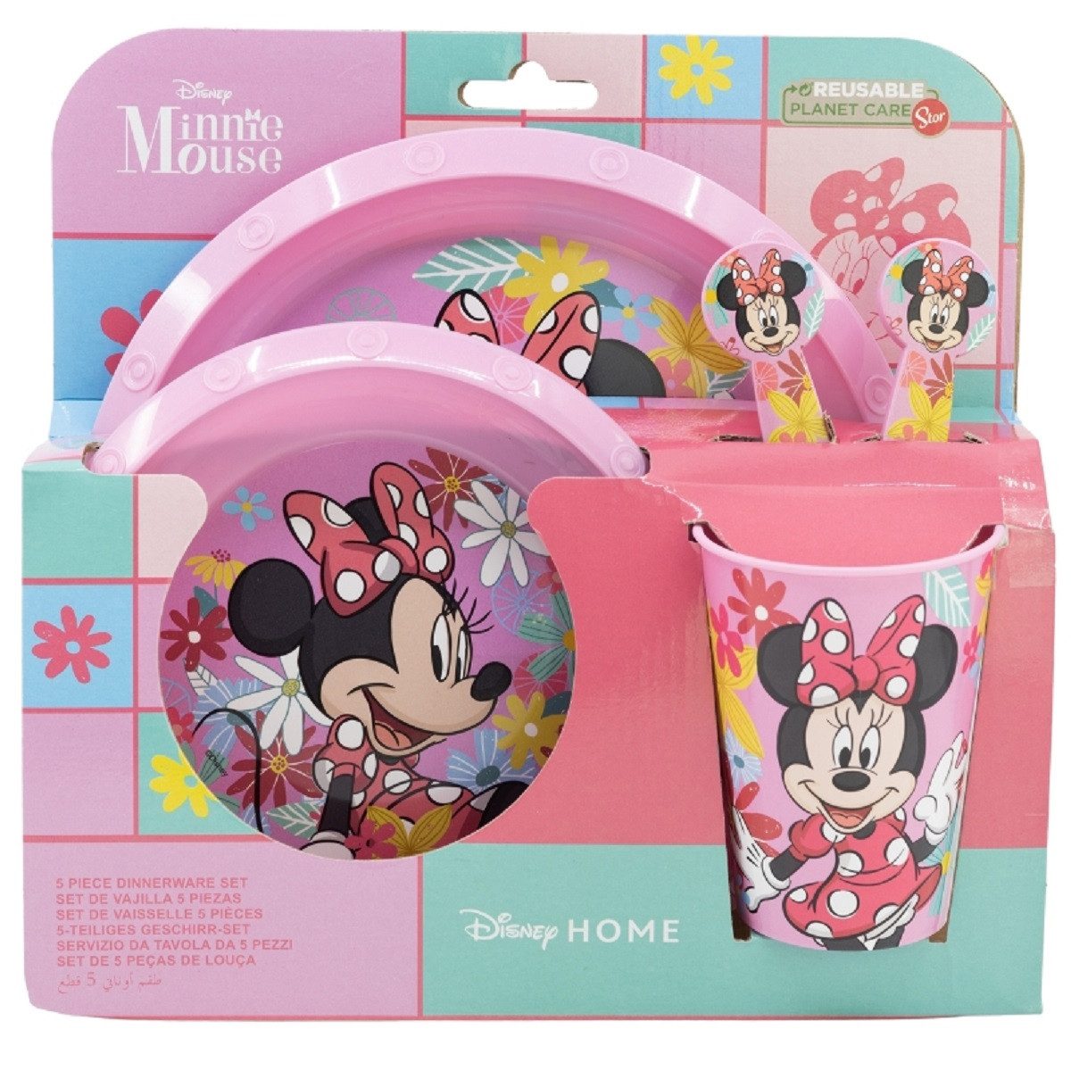 Disney Minnie Mouse Frühstücks-Set Mikrowellengeeignet 5-teiliges Set mit Teller & Becher – Bild 2 von 3