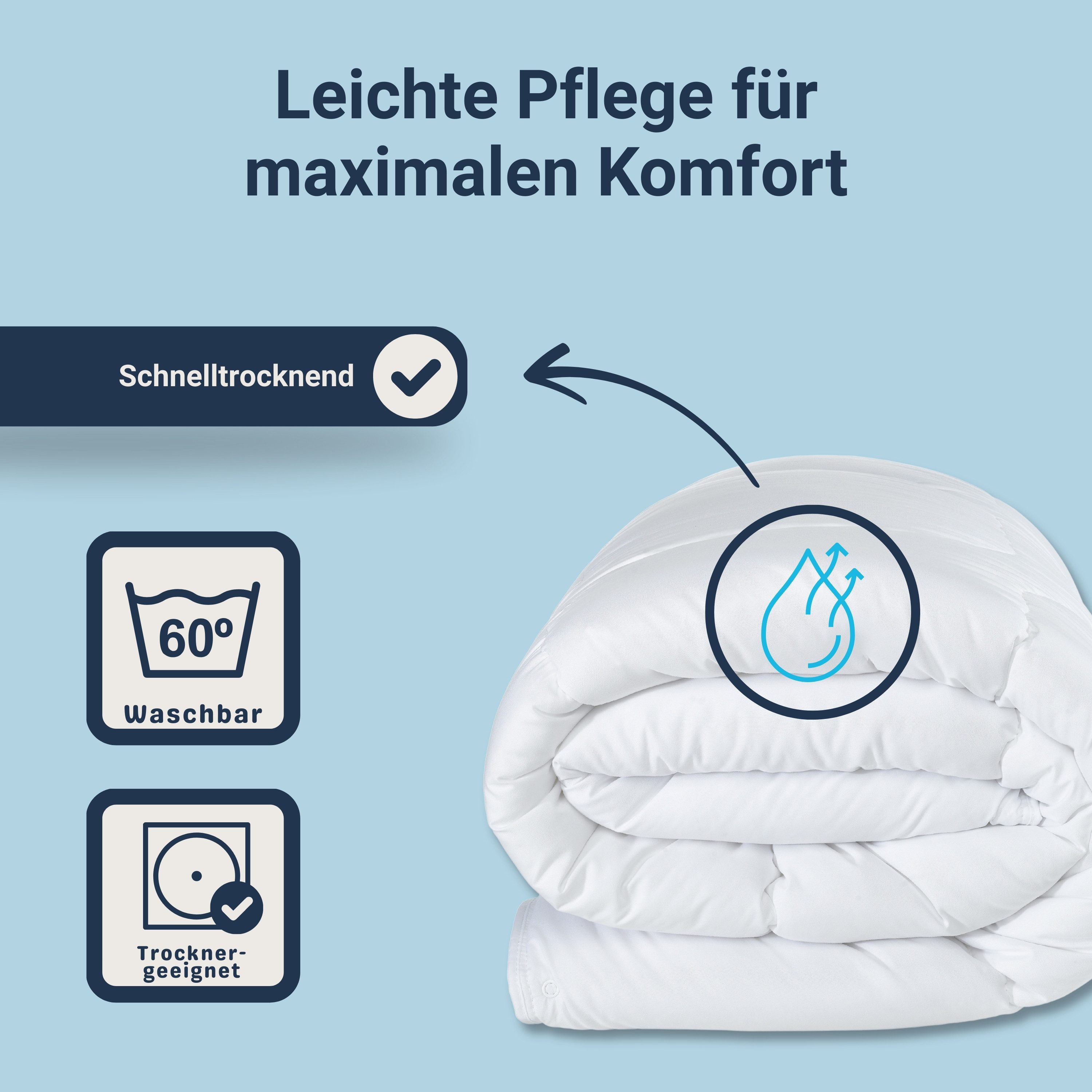 Betten-ABC Bettdecke + Kopfkissen Softline - Steppbett, verschiedene Wärmestufen, Allergikergeeignet
