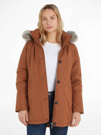 Tommy Hilfiger Parka PADDED PARKA WITH FUR mit Rippstrickbündchen am Ärmelabschluss