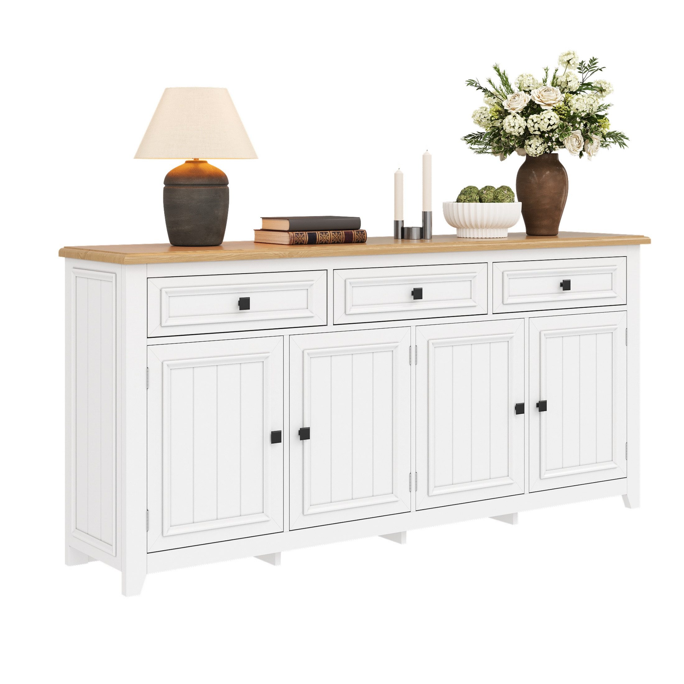 autolock Sideboard Kommode Buffet Küchenschrank mit 3 Schubladen, 4 Türen ( günstig online kaufen