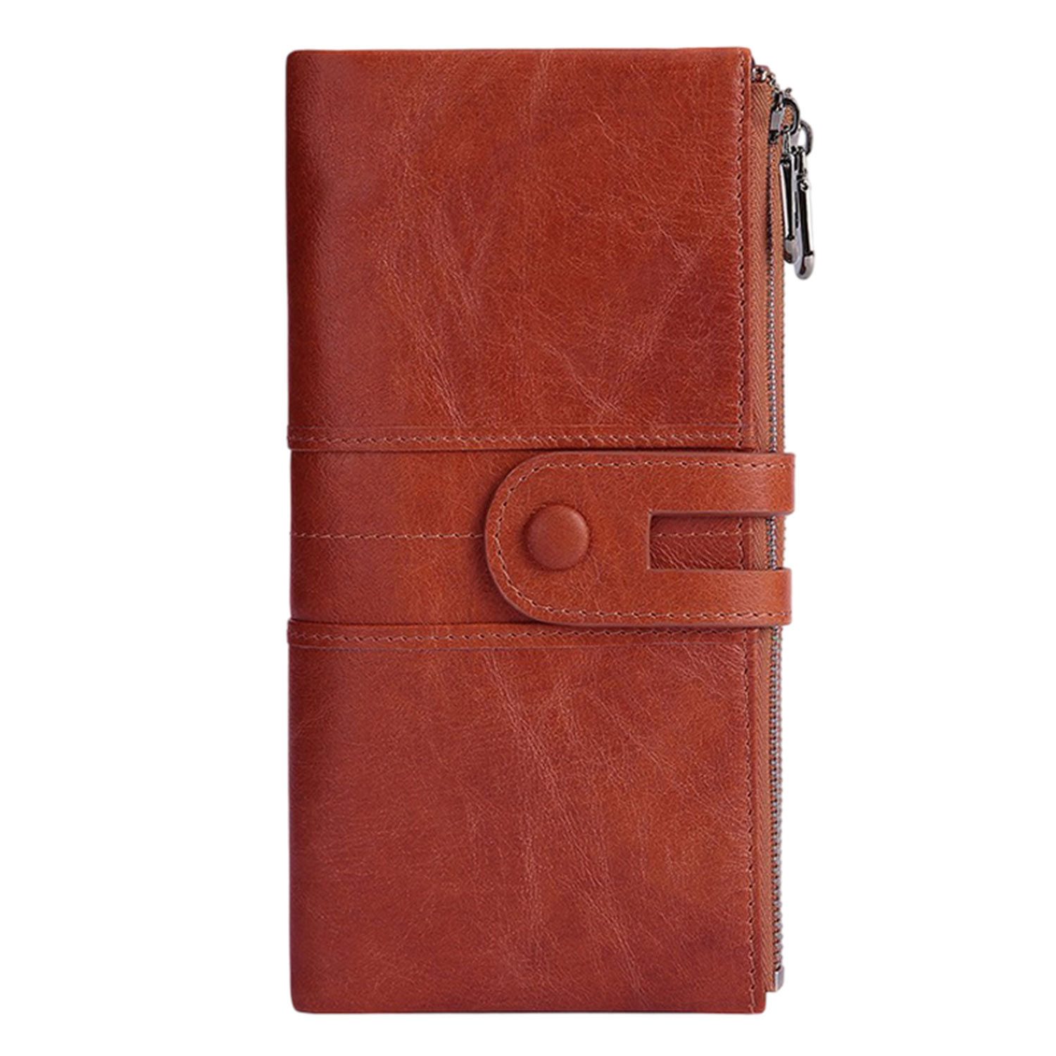 Refttenw Geldbörse Damen Portemonnaie aus Leder,RFID-Schutz,15 Kartenfächer