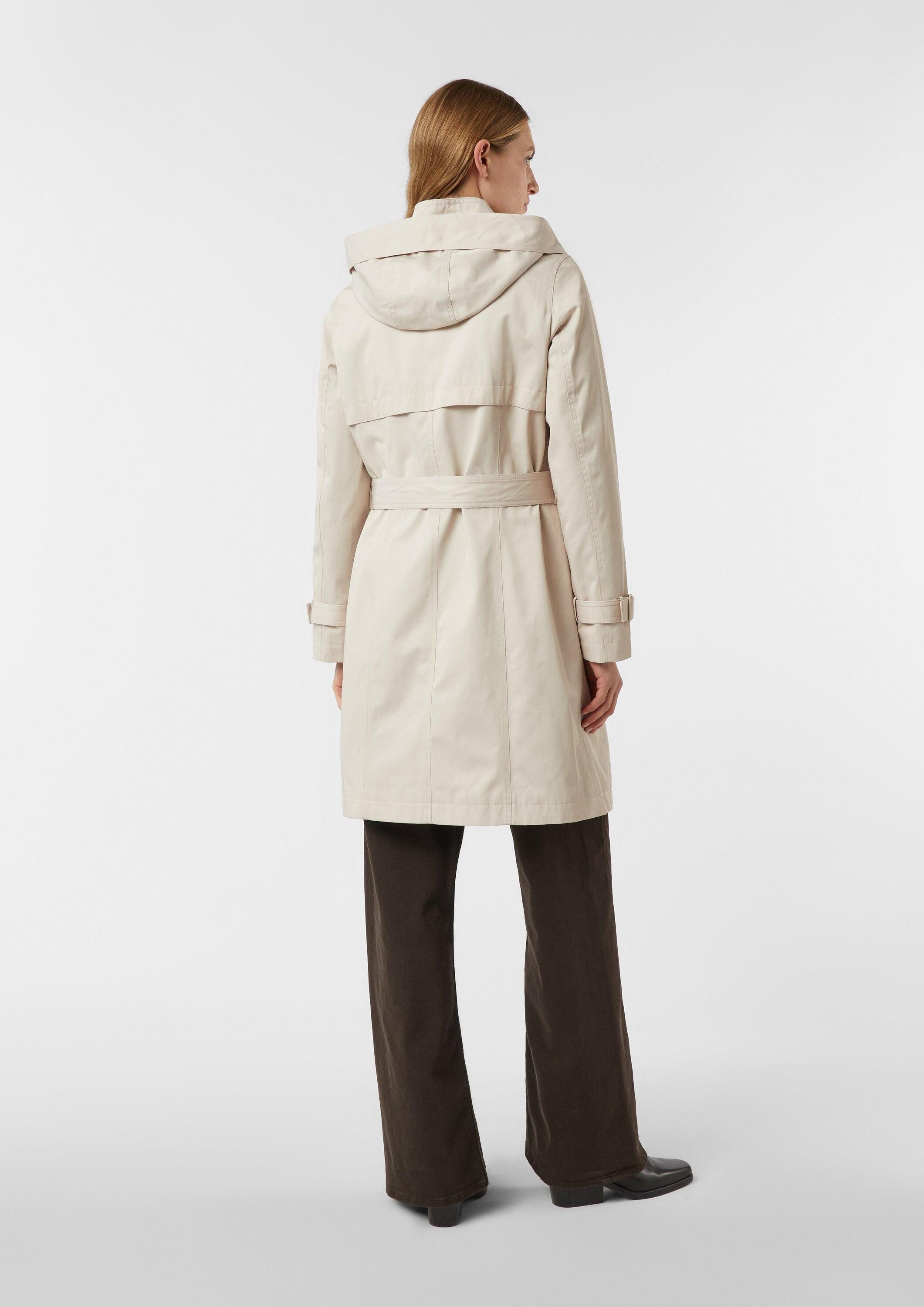 comma Funktionsmantel Outdoor-Mantel Baumwoll-Trenchcoat mit abnehmbarer Kapuze und Bindegürtel