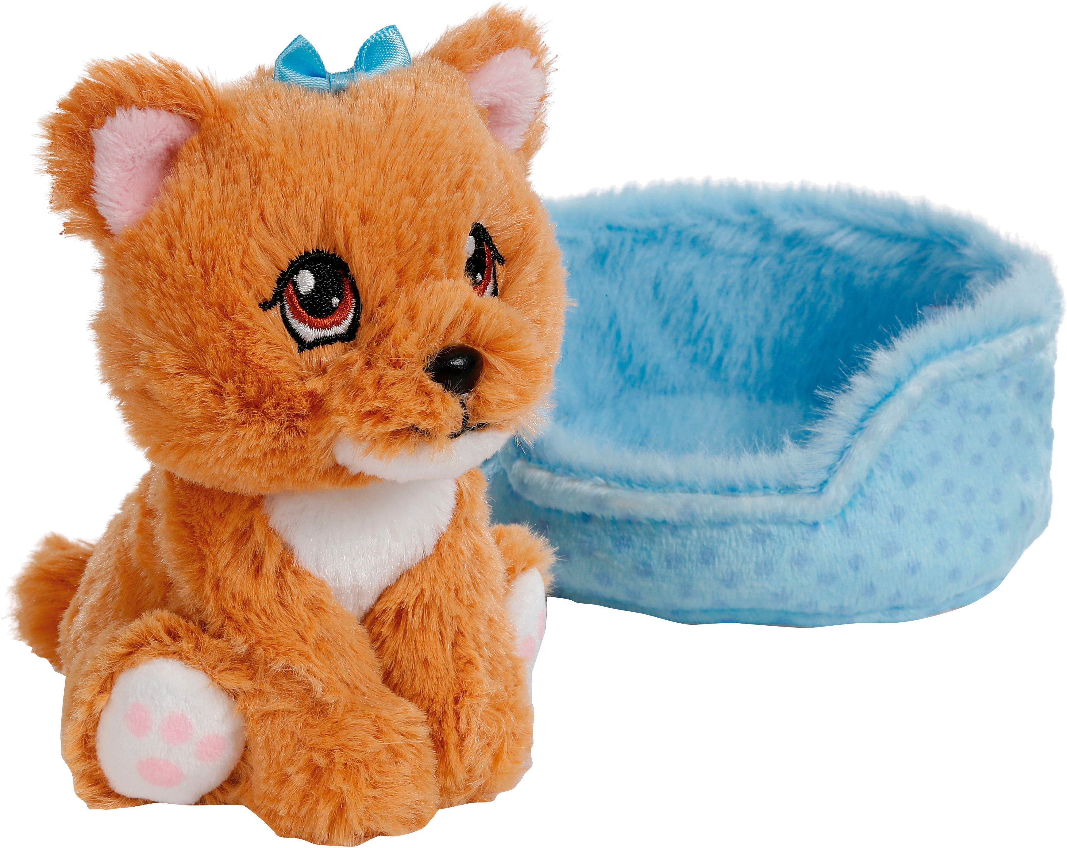 Nici Kuscheltier Little Paws, Hund Yorkshire, 12 cm, im Körbchen blau