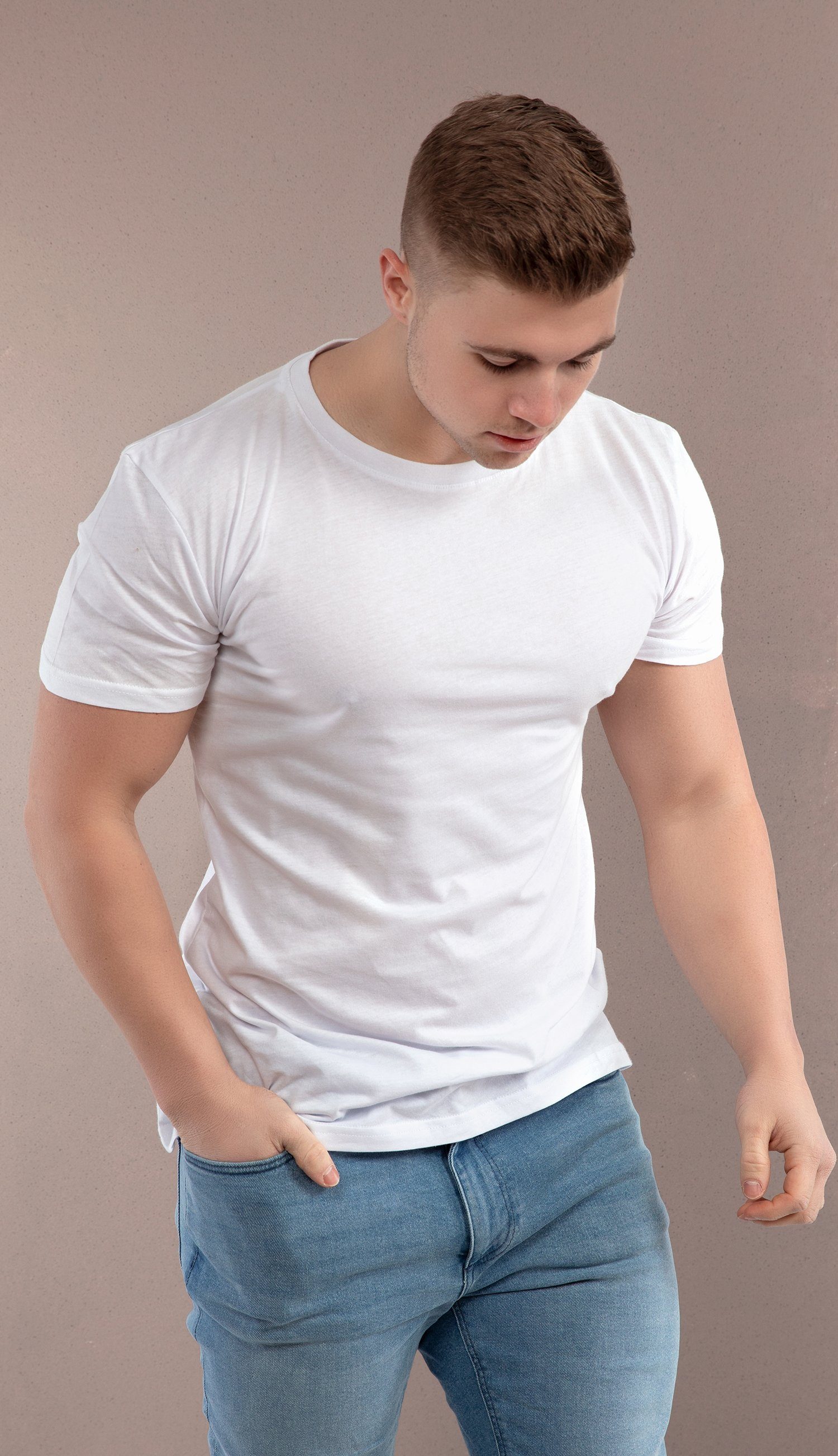 T-Shirt (2-tlg) Rundhals Basic T-Shirt O-Neck 2,4 oder 8 Stück - Shirt mit Rundhalsausschnitt aus 100% Baumwolle - Weiß oder Schwarz