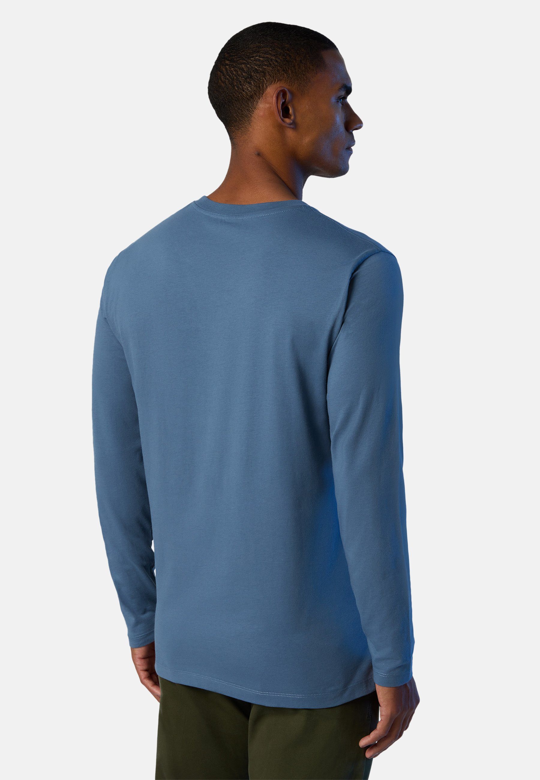 Sails blau Logo-Druck North Langarm-T-Shirt Design mit klassischem T-Shirt mit