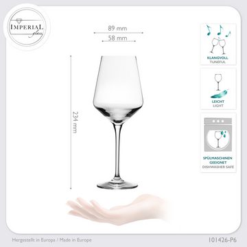 IMPERIAL glass Weinglas Weißweingläser 450ml "Athen" Set 6-Teilig, Crystalline Glas, Riesling Glas aus Crystalline Glas Weingläser Spülmaschinenfest