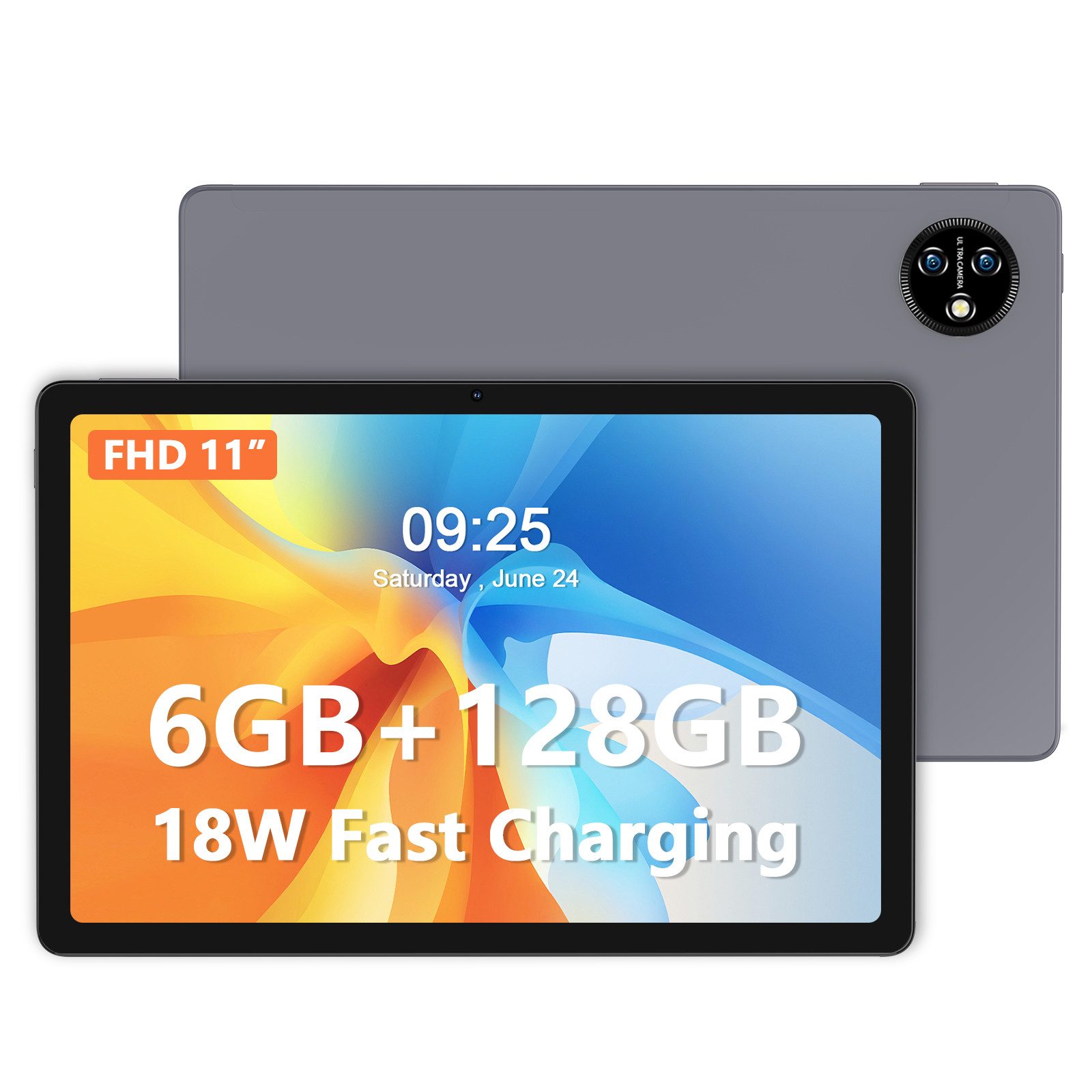 VASOUN TAB15, 8000 mAh Akku, 6GB RAM+128GB ROM, 8MP+13MP Tablet (11", Android 13, 2G, 3G, 4G, DC 9V/2A Schnellladung, Aluminiumlegierung , 0,6cm ultradünnes Design)