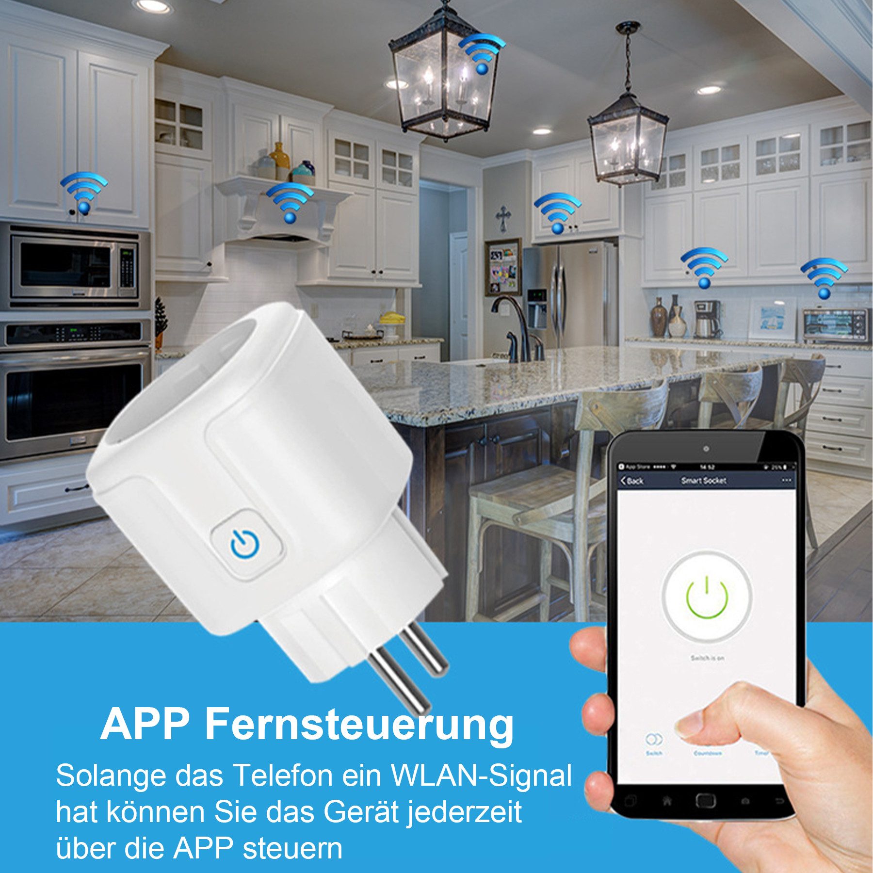 Senmudi Steckdose Steckdose 4er Pack 20A WLAN Smart Steckdose, Smart Stecker mit Strommessung, APP Fernsteuerung, Sprachsteuerung, Zeitschaltuhr, Kompatibel mit Alexa/Google Assistant/Smart Life