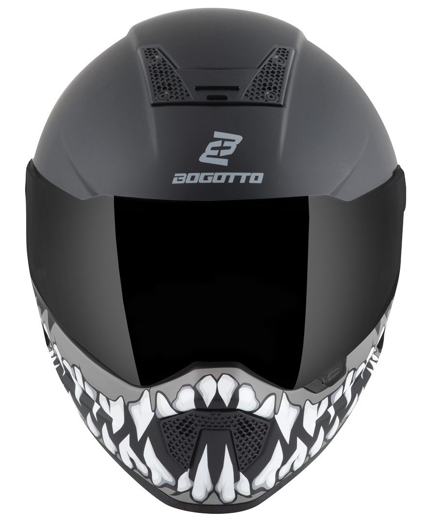 Bogotto Motorradhelm Rapto Jaws Helm, vorbereitet für Kommunikationssystem