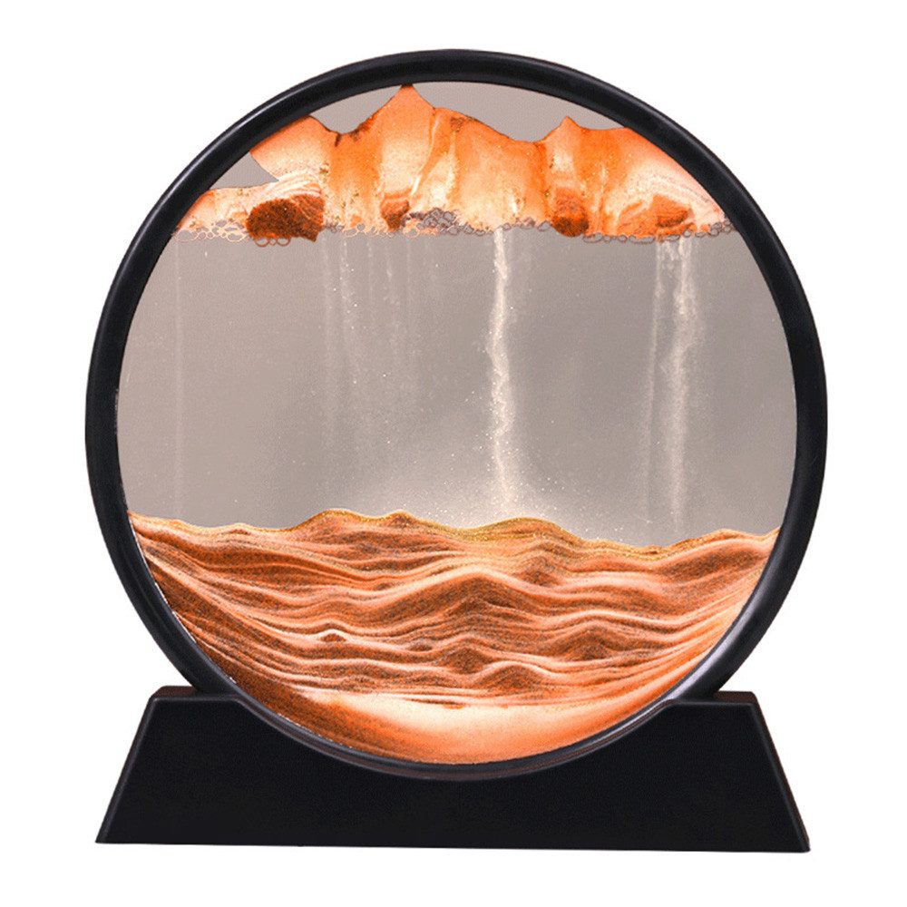 Agger Deko-Glas 3d Fließende Sandmalerei, Dynamisches Sandbild,Sandkunstbild, Heim- und Büro-Desktop-Dekorationen