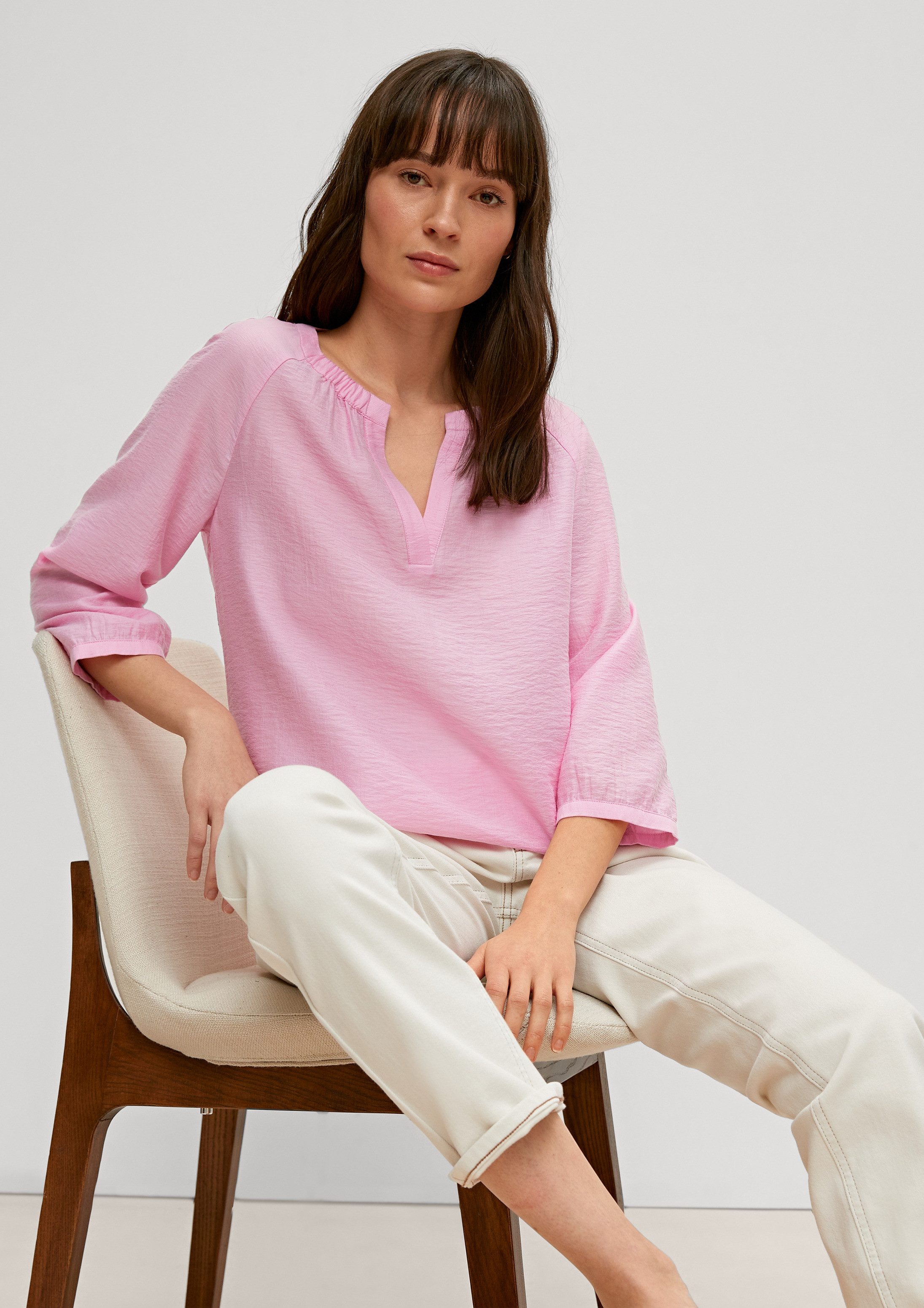 comma Kurzarmbluse Bluse Tunika aus Lyocell-Mix