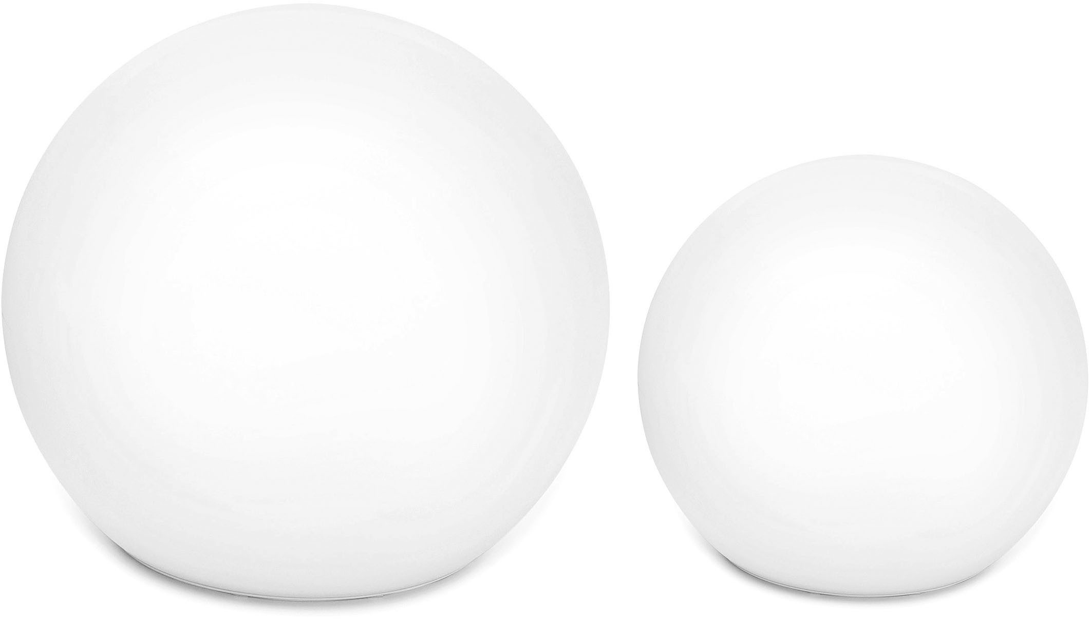 OTTO home LED Solarleuchte Ollira, LED-Solar Kugelleuchten Ø 30 cm + Ø 40 cm, RGB, Tageslichtsensor, LED fest integriert, Warmweiß, RGB, mit Erdspießen