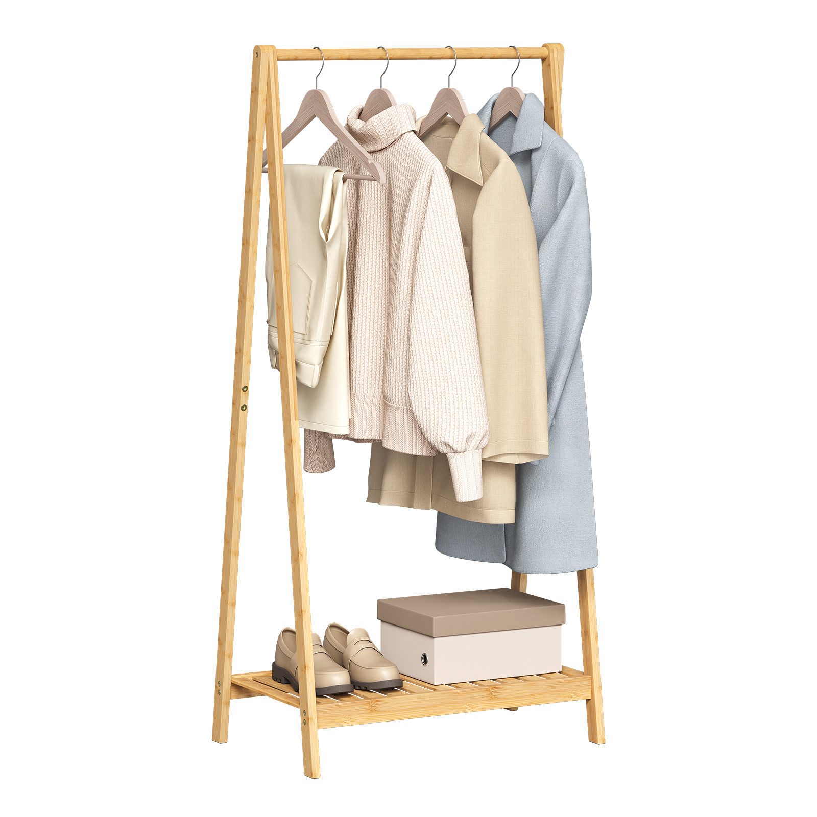 EUGAD Kleiderständer, mit Kleiderstange, Ablagefläche, offene Garderobe