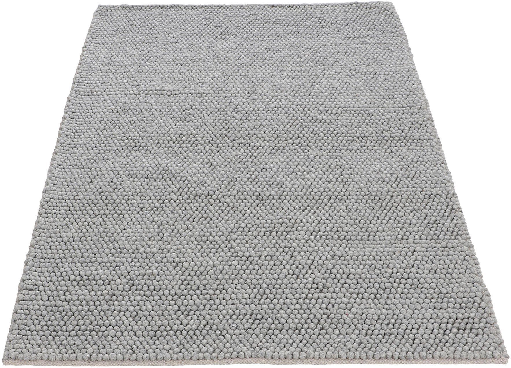 grau mm, Teppich, 70% rechteckig, Farben, Handweb Höhe: Uni meliert, carpetfine, handgewebt, Wolle Teppich Calo, 16