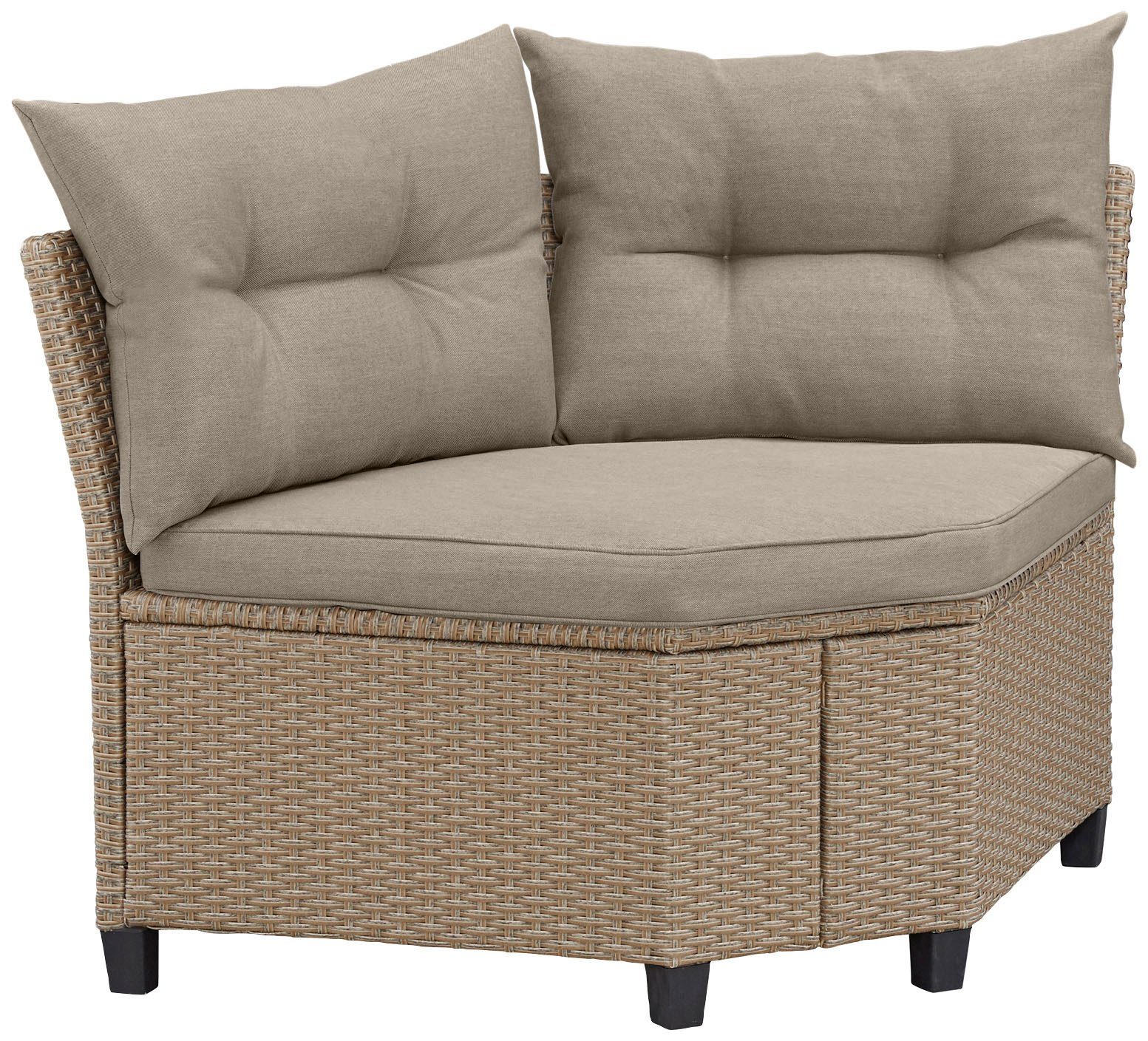 beige Premium, 2 (20-tlg), Keros KONIFERA Polyrattan Ecklounge, Hocker, | Tisch, grau Sessel, Gartenlounge-Set