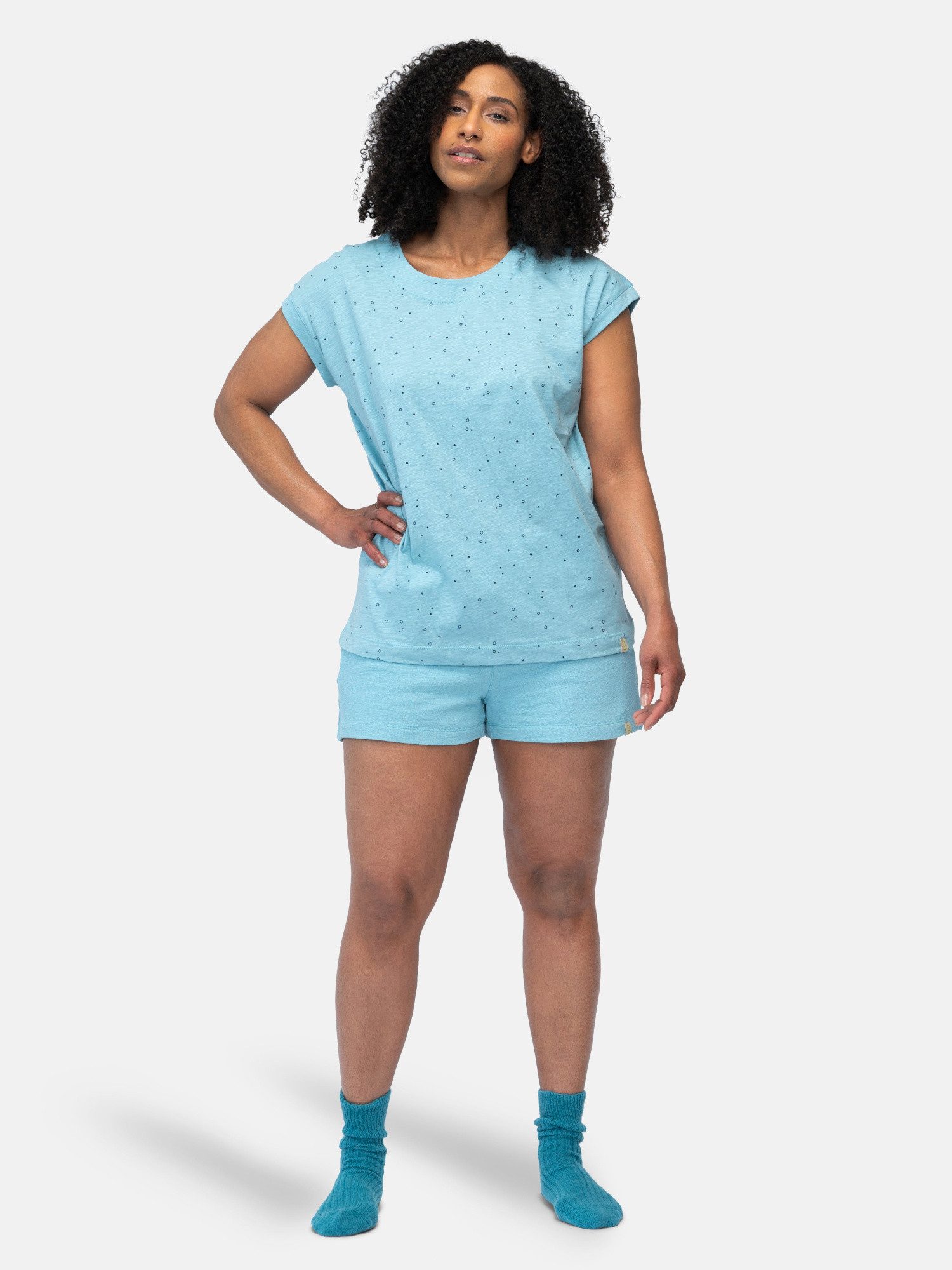 Pyjamaoberteil aus Slub Jersey mit Druck