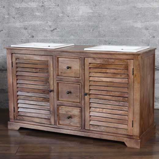 baario Waschtisch, Doppelwaschtisch »Waschtisch MALM braun«, massiv