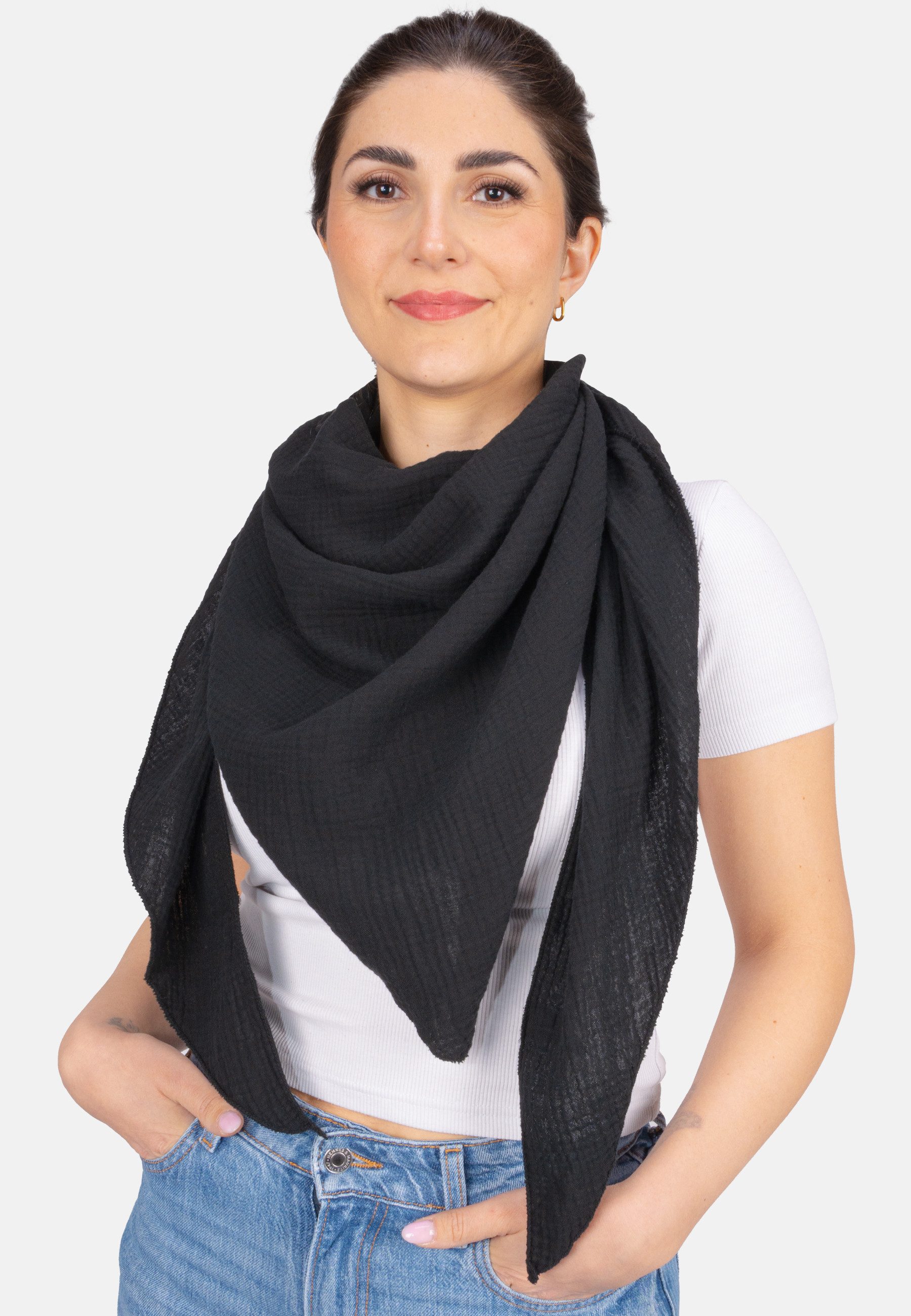 Seasons of April Schal LUISA MUSSELIN DREIECK, (1-St), Dreieck Musselin Schal 100% Baumwolle leicht & weich, viele Farben
