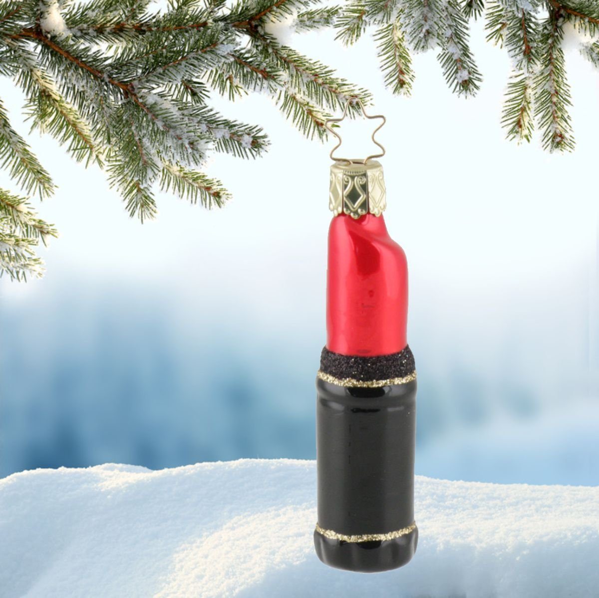 INGE-GLAS® Christbaumschmuck INGE-GLAS Weihnachts-Hänger Lippenstift Red-Temptation (1-tlg)