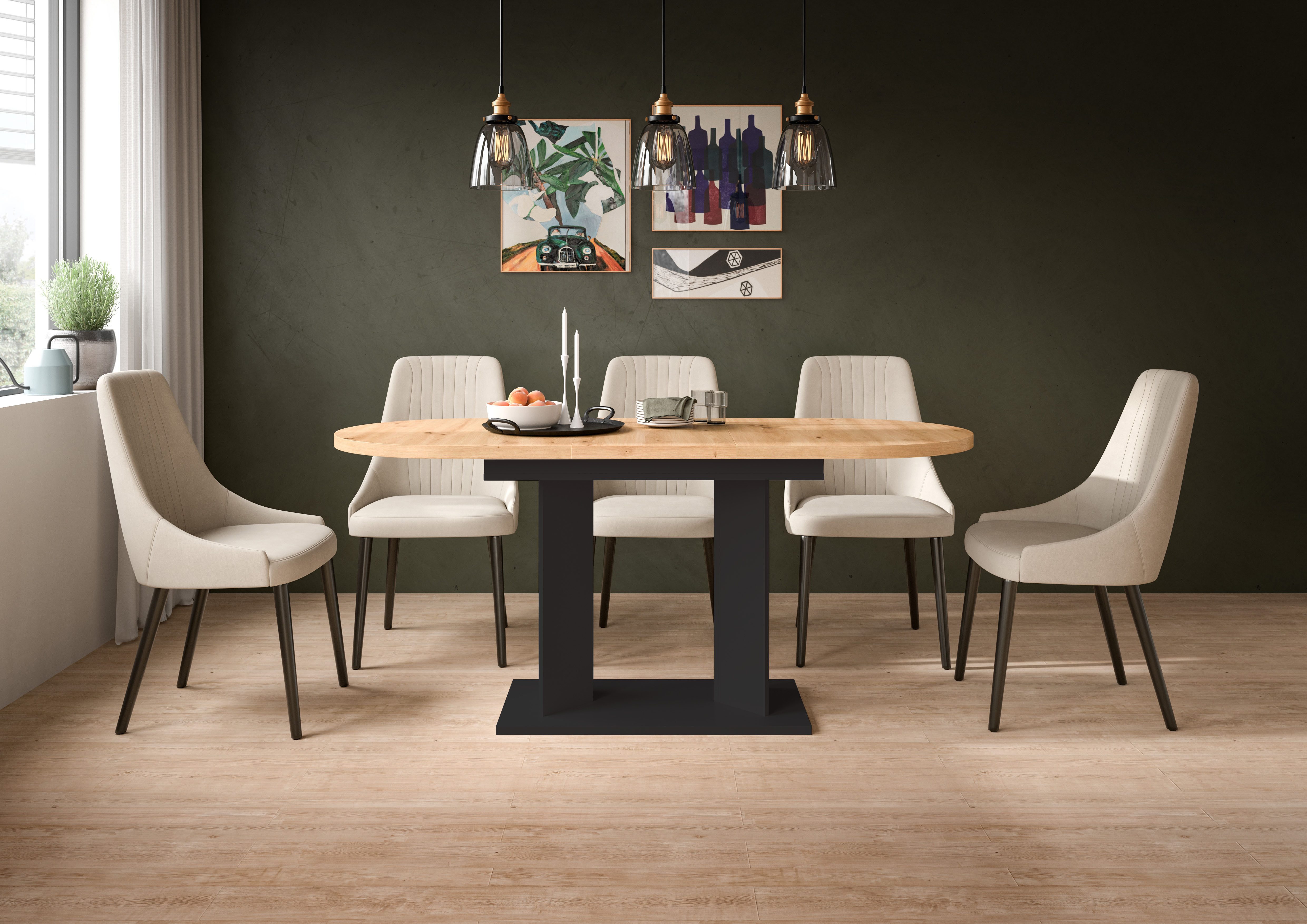 Home affaire Esstisch GERO, 130-170 cm, ausziehbar, Säulengestell (1-St., in verschiedenen Ausführungen erhältlich), Tisch, Esstisch, Esszimmer, Esszimmertisch, Küchetisch, Bartisch