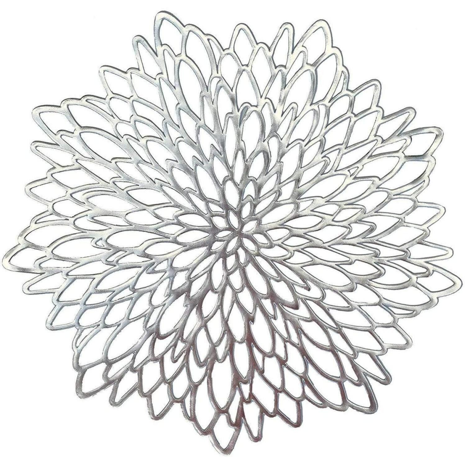 LuxusKollektion Platzset Platzset Rund 4er Set Silber 38cm, (4-St)