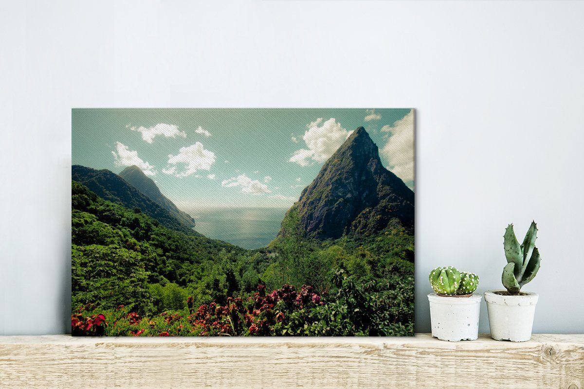 Regenwald St. Pitons OneMillionCanvasses® 30x20 Lucia, um cm (1 Aufhängefertig, Leinwandbild Leinwandbilder, die Wandbild auf St), Wanddeko, rund