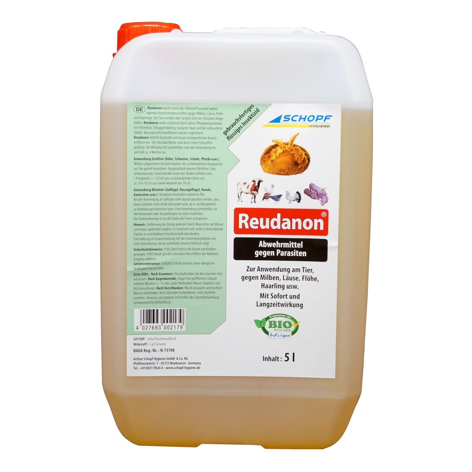 Insektenspray Schopf Reudanon - biologische Ungezieferbekämpfung - 5 Liter