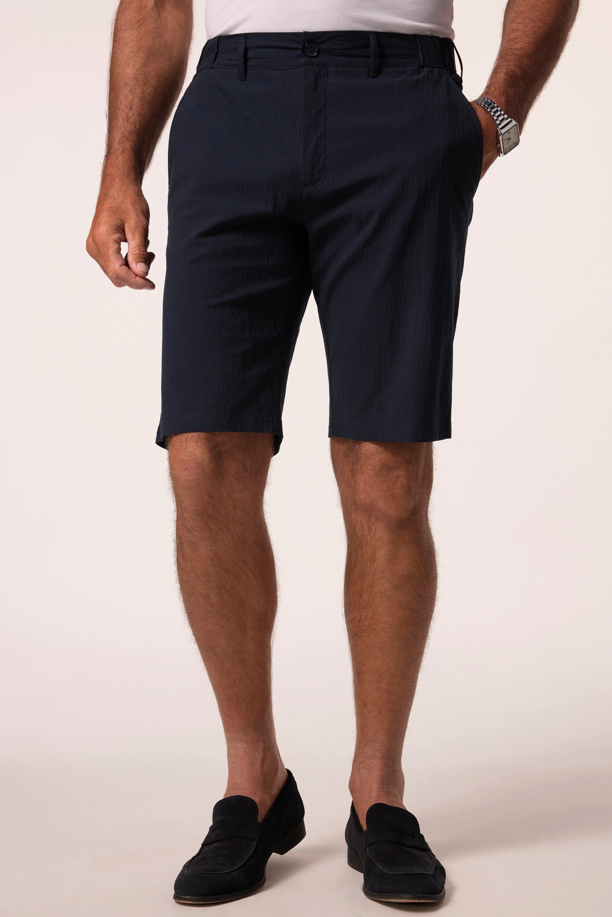 JP1880 Bermudas Bermuda Seersucker Elastikbund Straight Fit