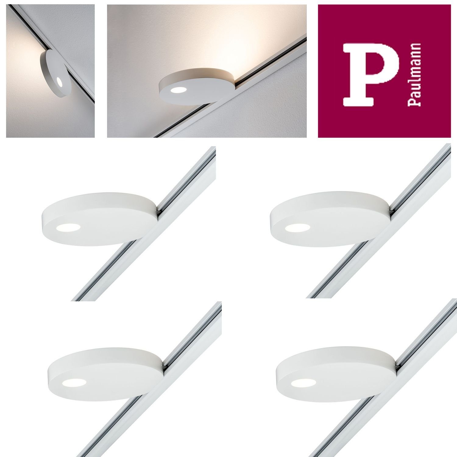 Paulmann 230V Uplight Metall, - 16W Set Paulmann 16W Paulmann 4er Weiß Spot 230V Deckenleuchten Spot Weiß 4er Salto Salto - Uplight Set URail Metall URail