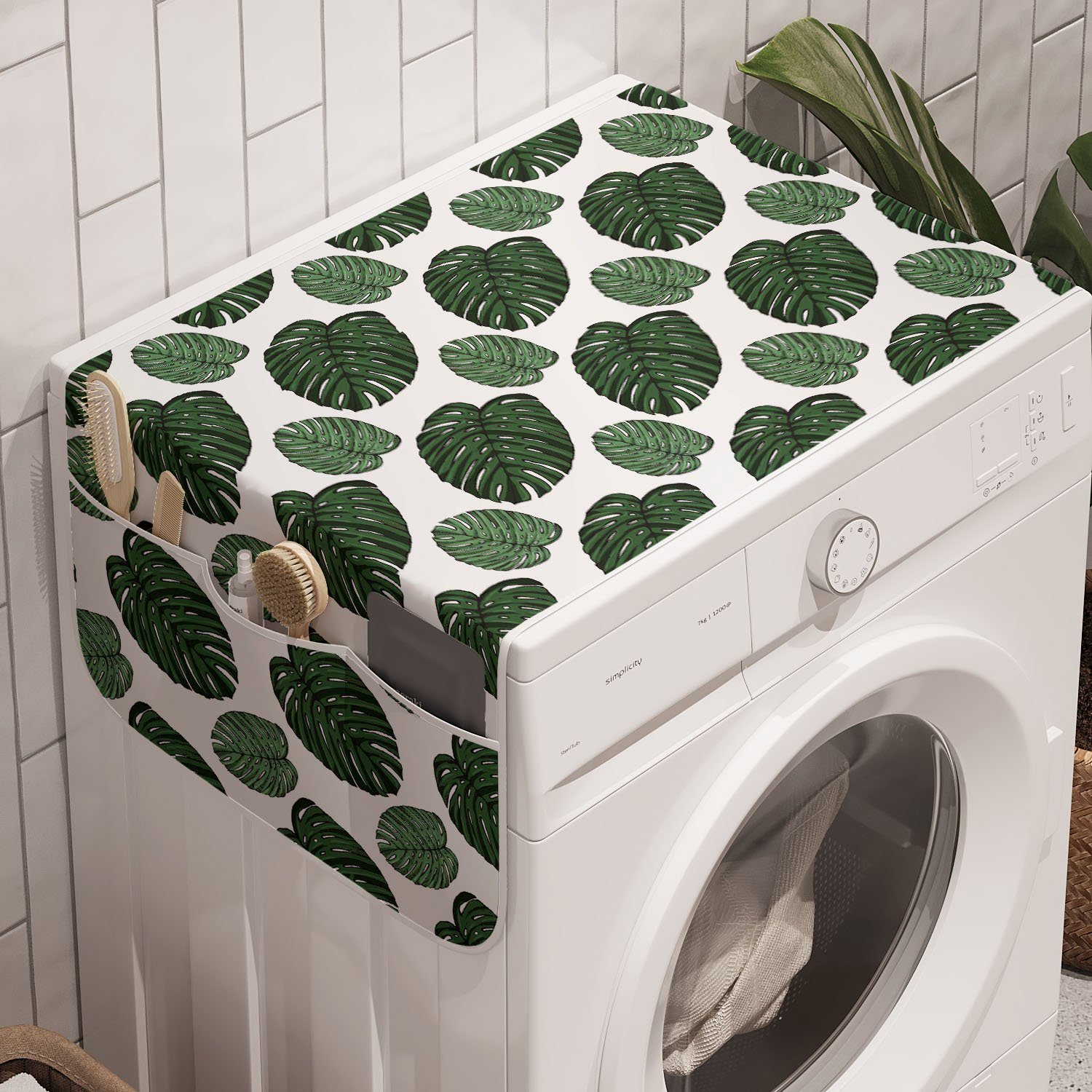 Trockner, von Exotisch Waschmaschine Anti-Rutsch-Stoffabdeckung Skizzen Badorganizer Abakuhaus für Monstera Leaves und