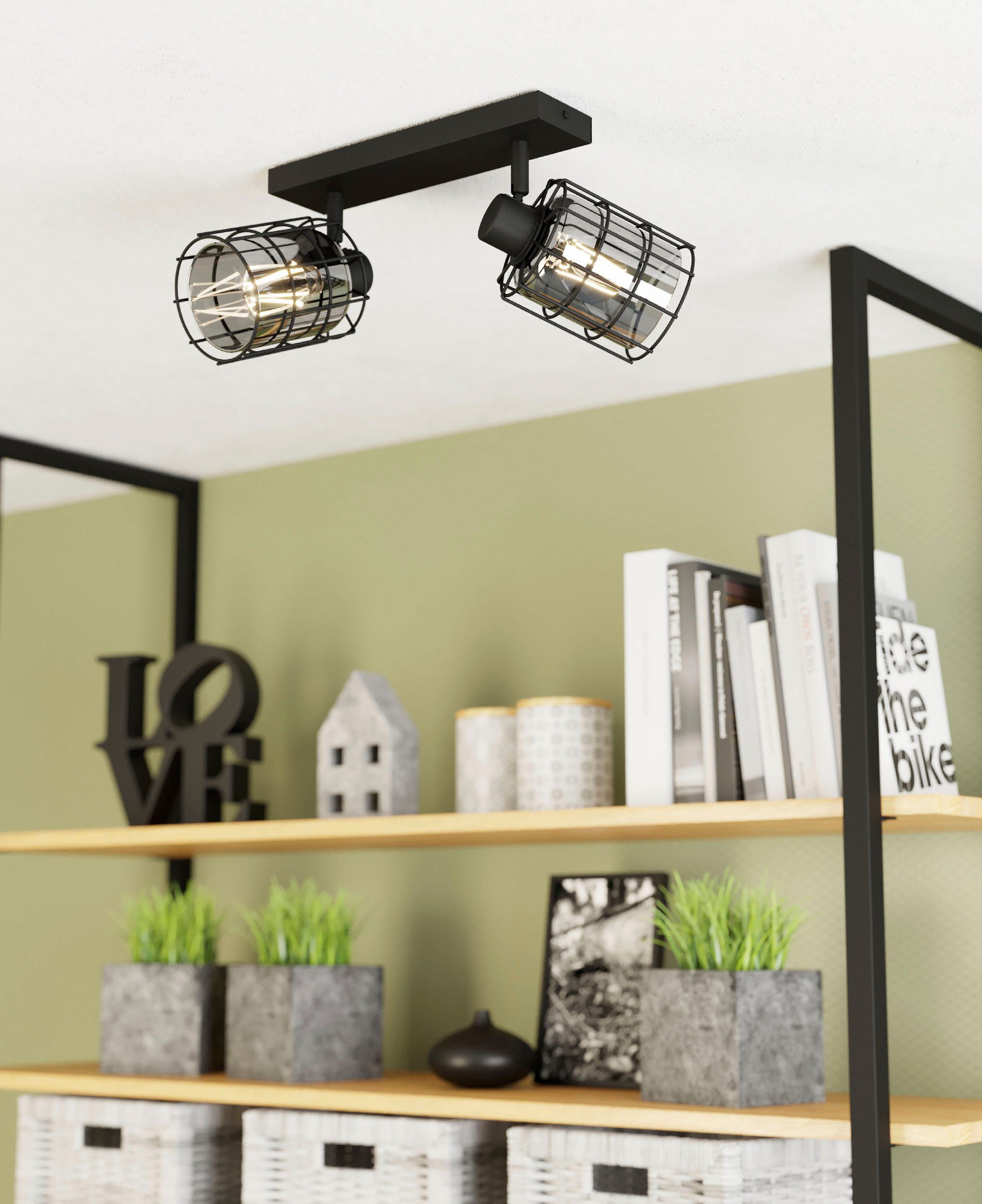 EGLO Deckenspot CONSACA, ohne Leuchtmittel, Leuchtmittel wechselbar, Deckenleuchte, industrial, Retro Deckenstrahler, Wohnzimmerlampe