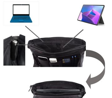 TUSC Umhängetasche Triton 15, Premium Ledertasche für Laptop bis 15,6 Zoll mit versteckten Magneten