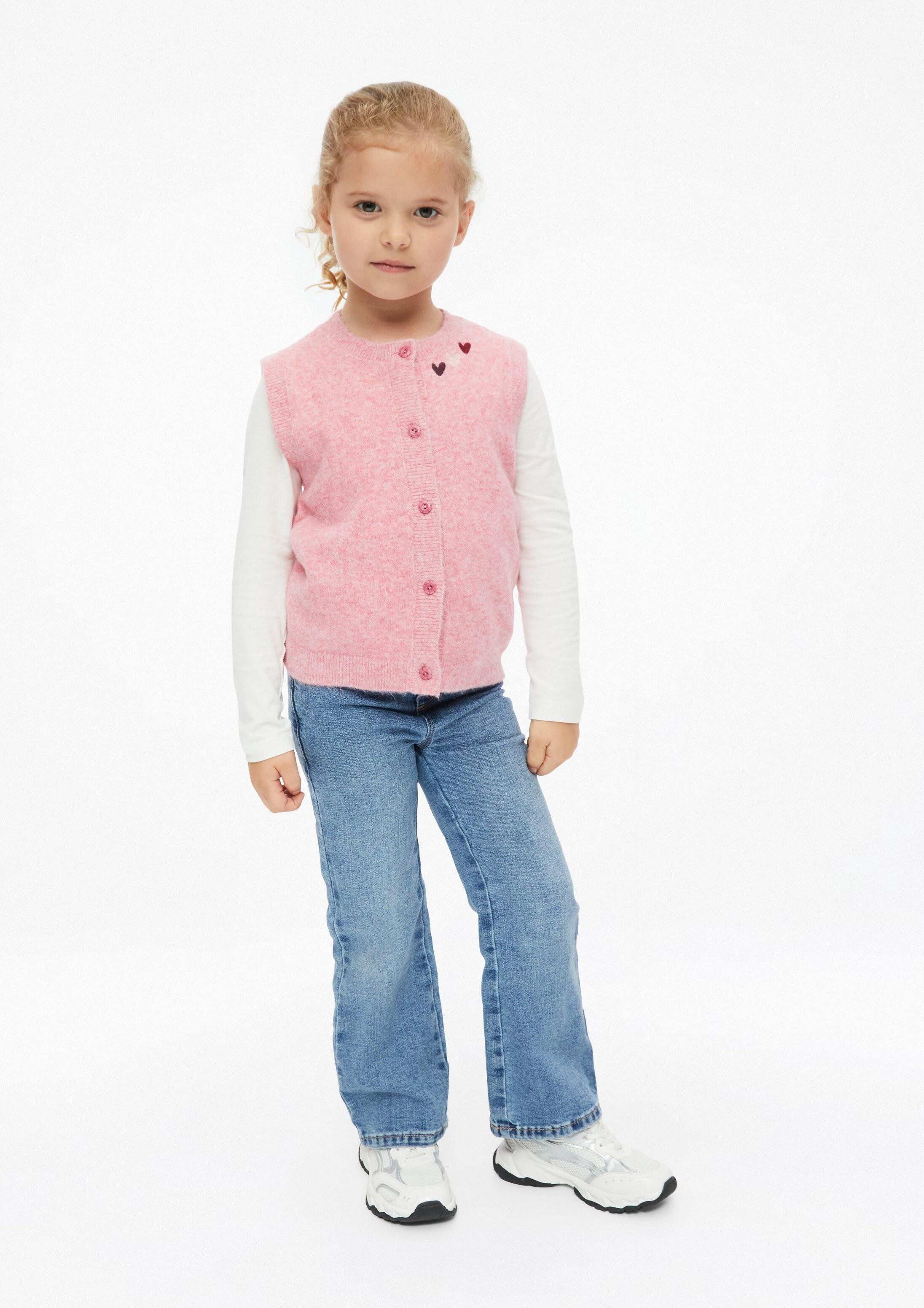 s.Oliver Funktionsweste Strickjacke Kuschelige Strickweste mit Stickerei